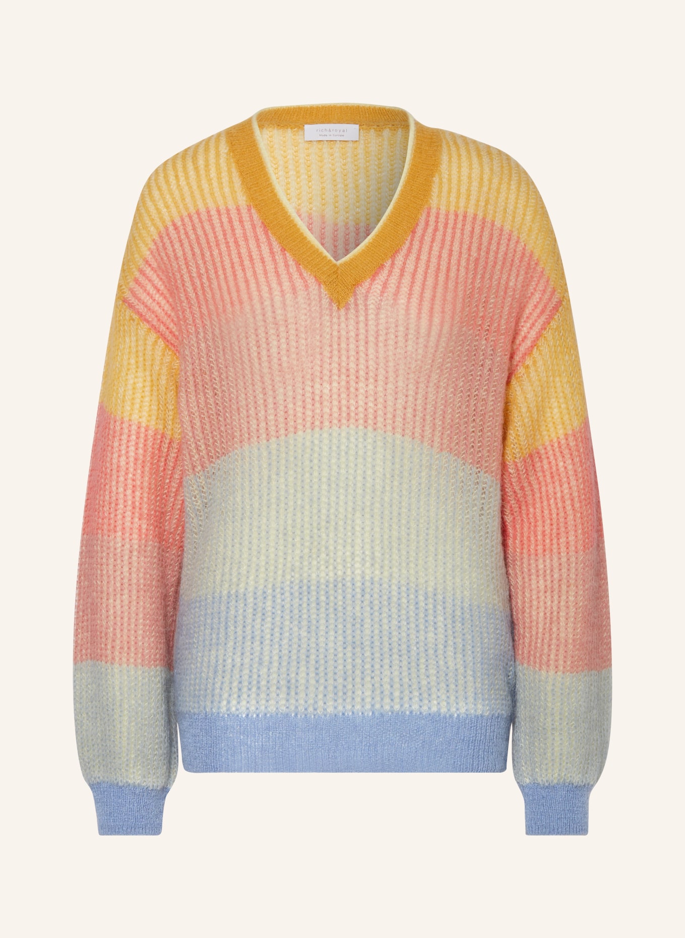 rich&royal Sweater with alpaca, Color: DARK YELLOW/ SALMON/ MINT (Image 1)