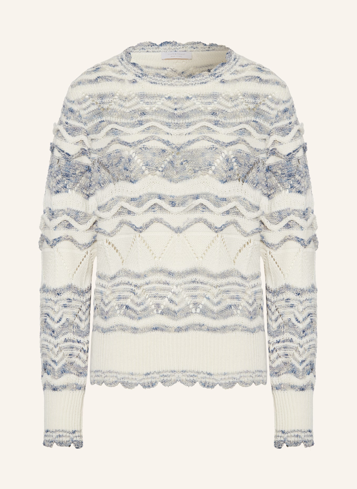 rich&royal Sweater, Color: WHITE/ BLUE GRAY (Image 1)