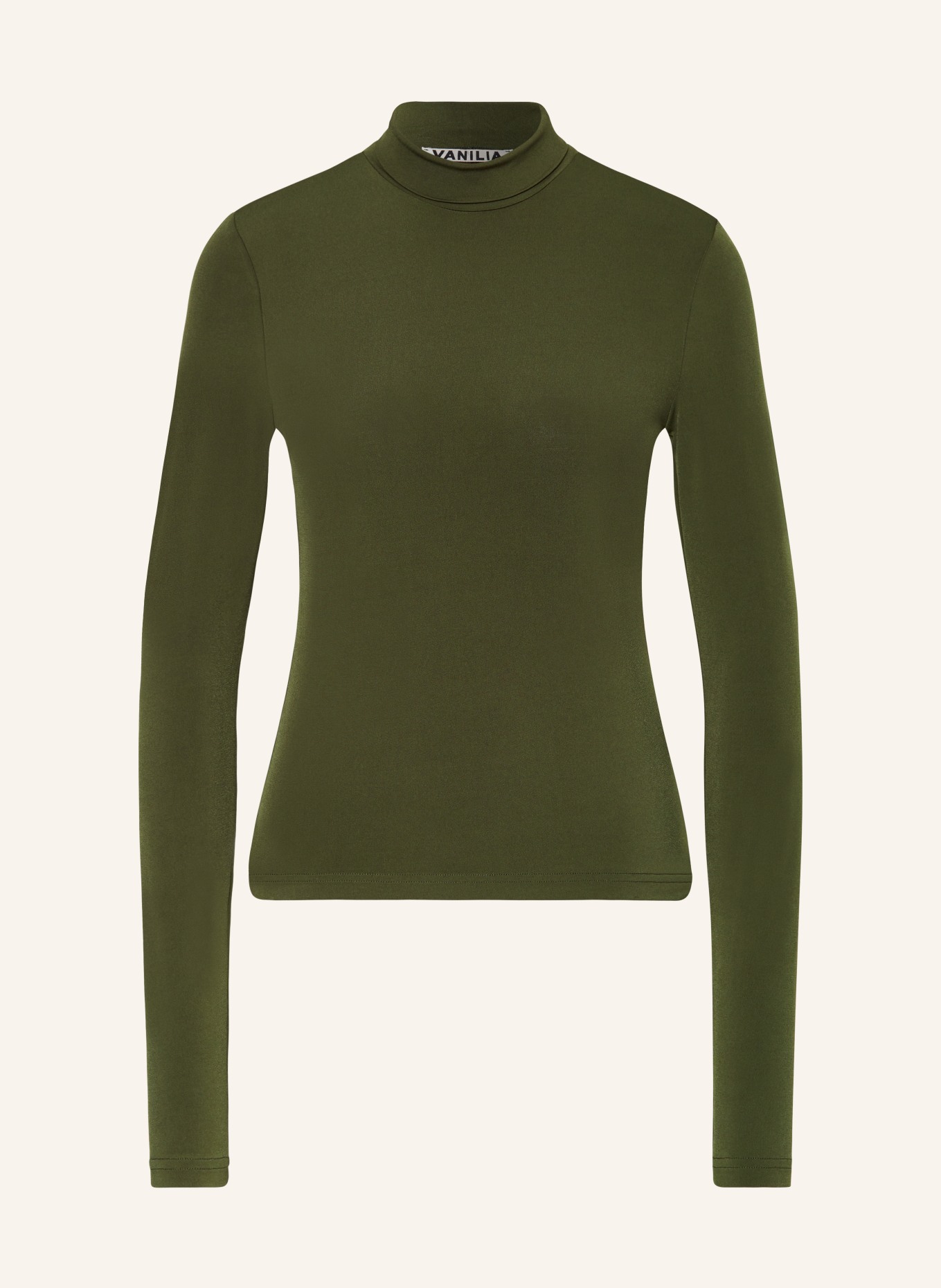 VANILIA Long sleeve shirt made of satin, Color: DARK GREEN (Image 1)