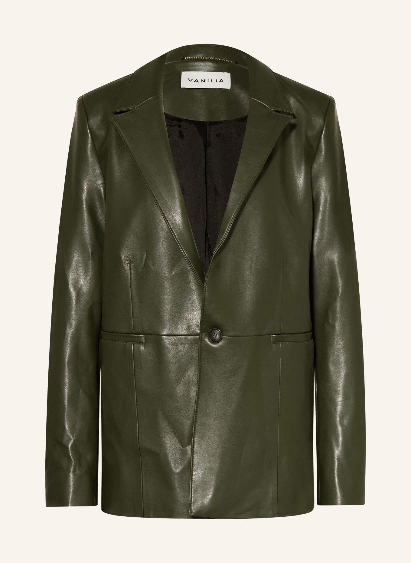 VANILIA Blazer in leather look, Color: DARK GREEN (Image 1)