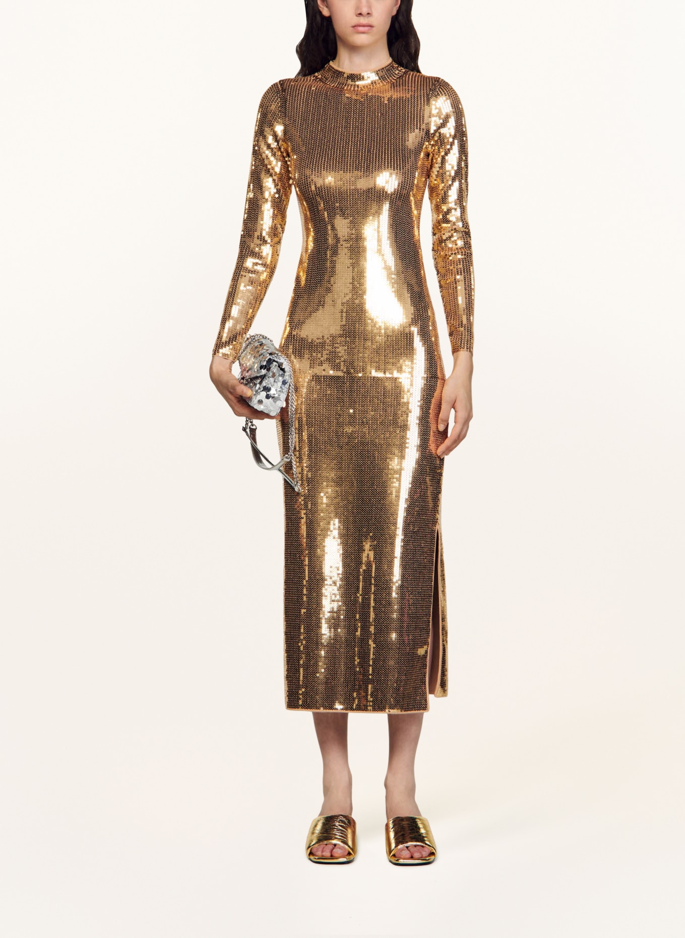 SANDRO Kleid mit Cut-out und Pailletten, Farbe: GOLD (Bild 2)