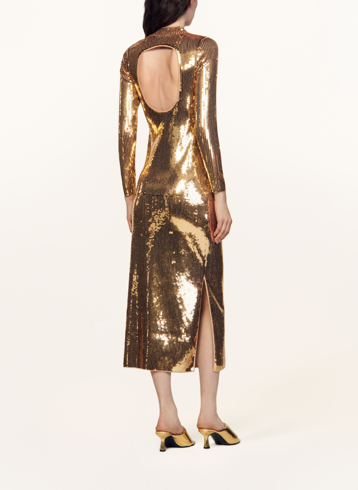 SANDRO Kleid mit Cut-out und Pailletten, Farbe: GOLD (Bild 3)