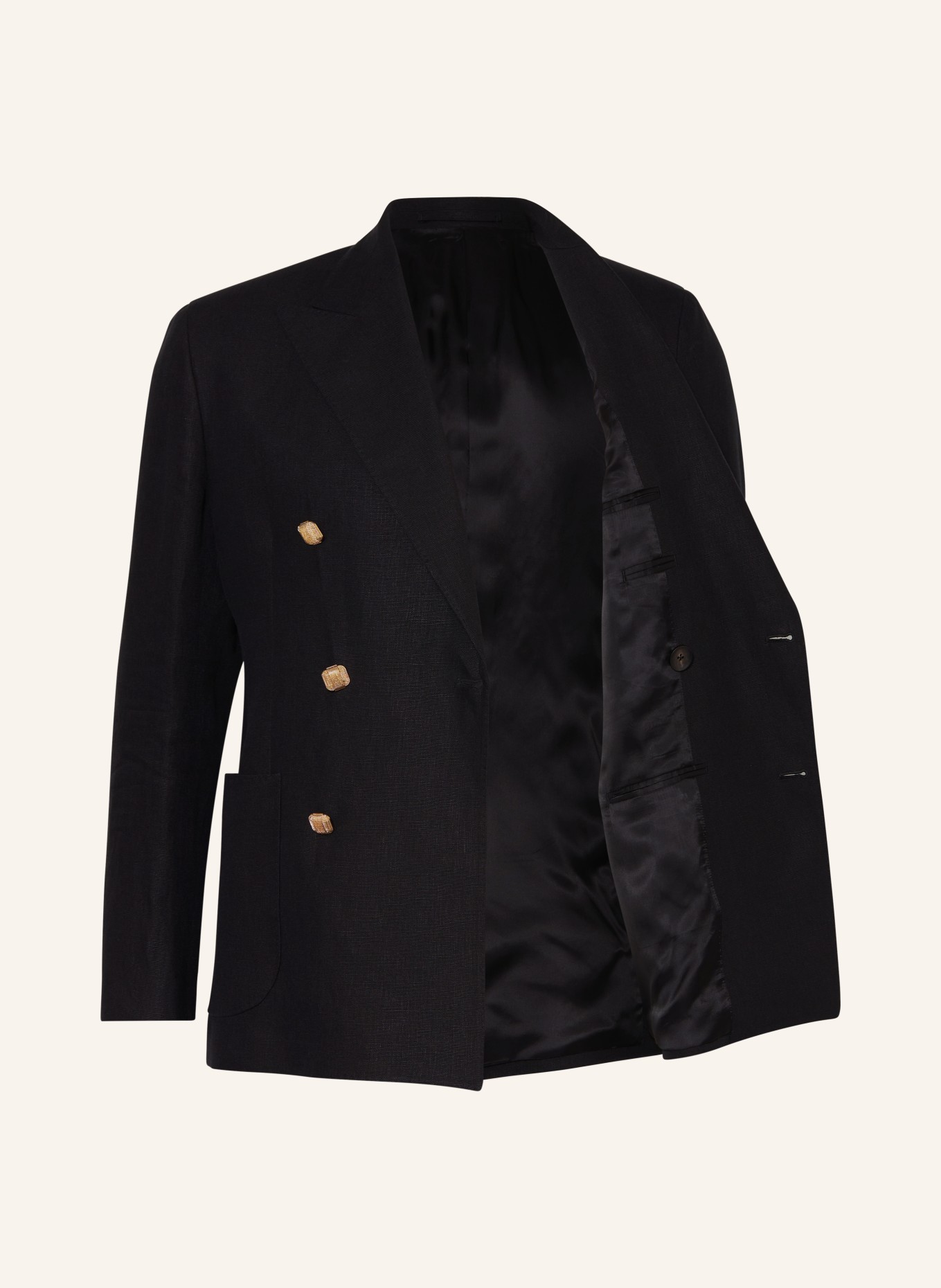 LARDINI Linen jacket extra slim fit, Color: 999 BLACK (Image 4)