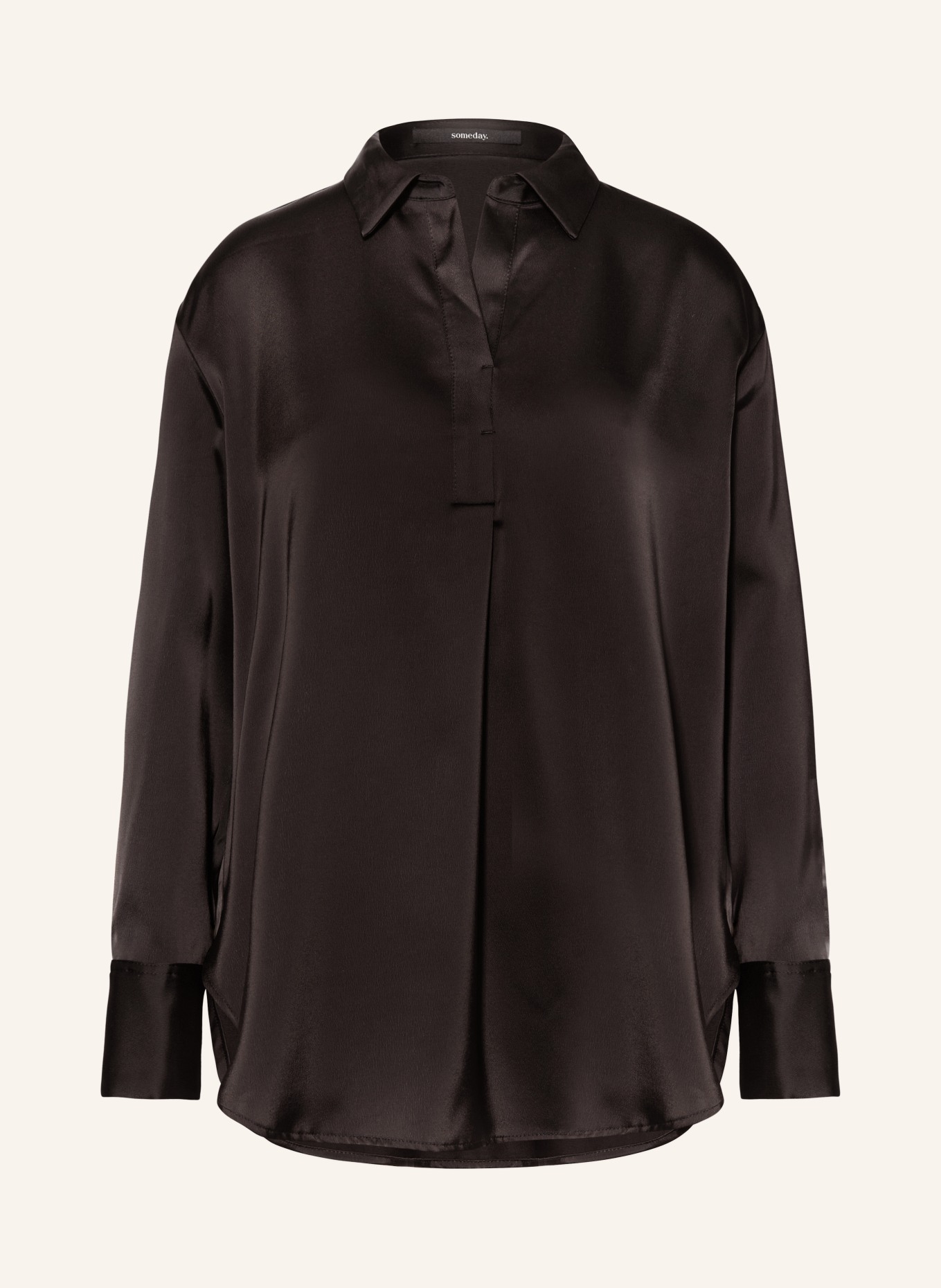 someday Shirt blouse ZANZA in satin, Color: BLACK (Image 1)