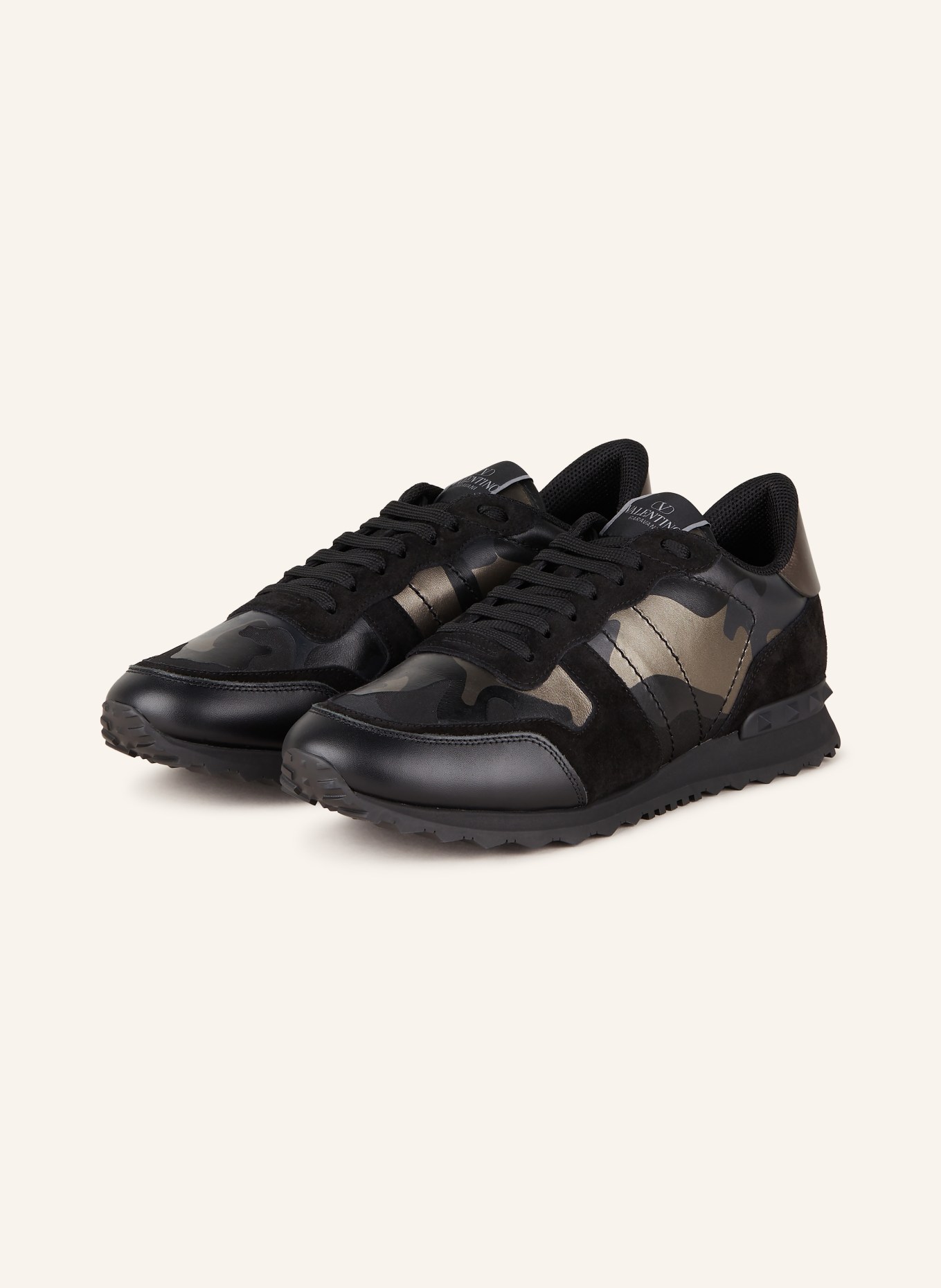 VALENTINO GARAVANI Sneakers ROCKRUNNER with rivets, Color: BLACK/ GRAY/ LIGHT GRAY (Image 1)