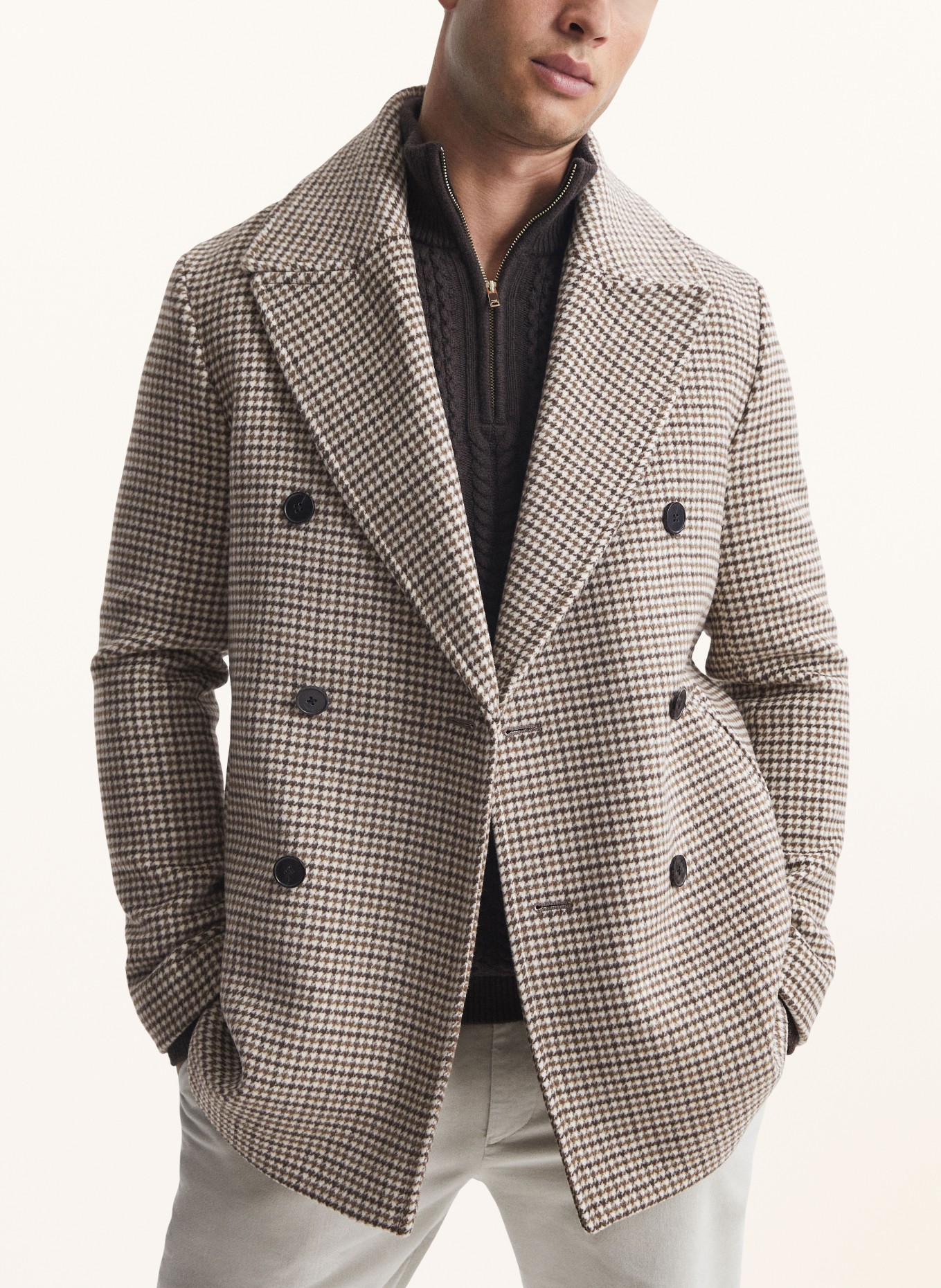 REISS Pea coat ALBERT in brown light brown