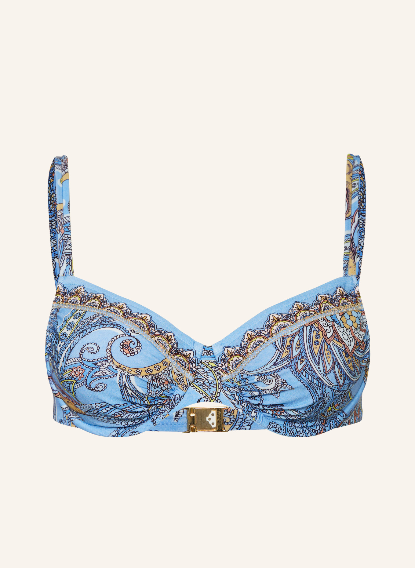 MARYAN MEHLHORN Underwired bikini top MAJORELLE, Color: LIGHT BLUE/ BROWN/ YELLOW (Image 1)