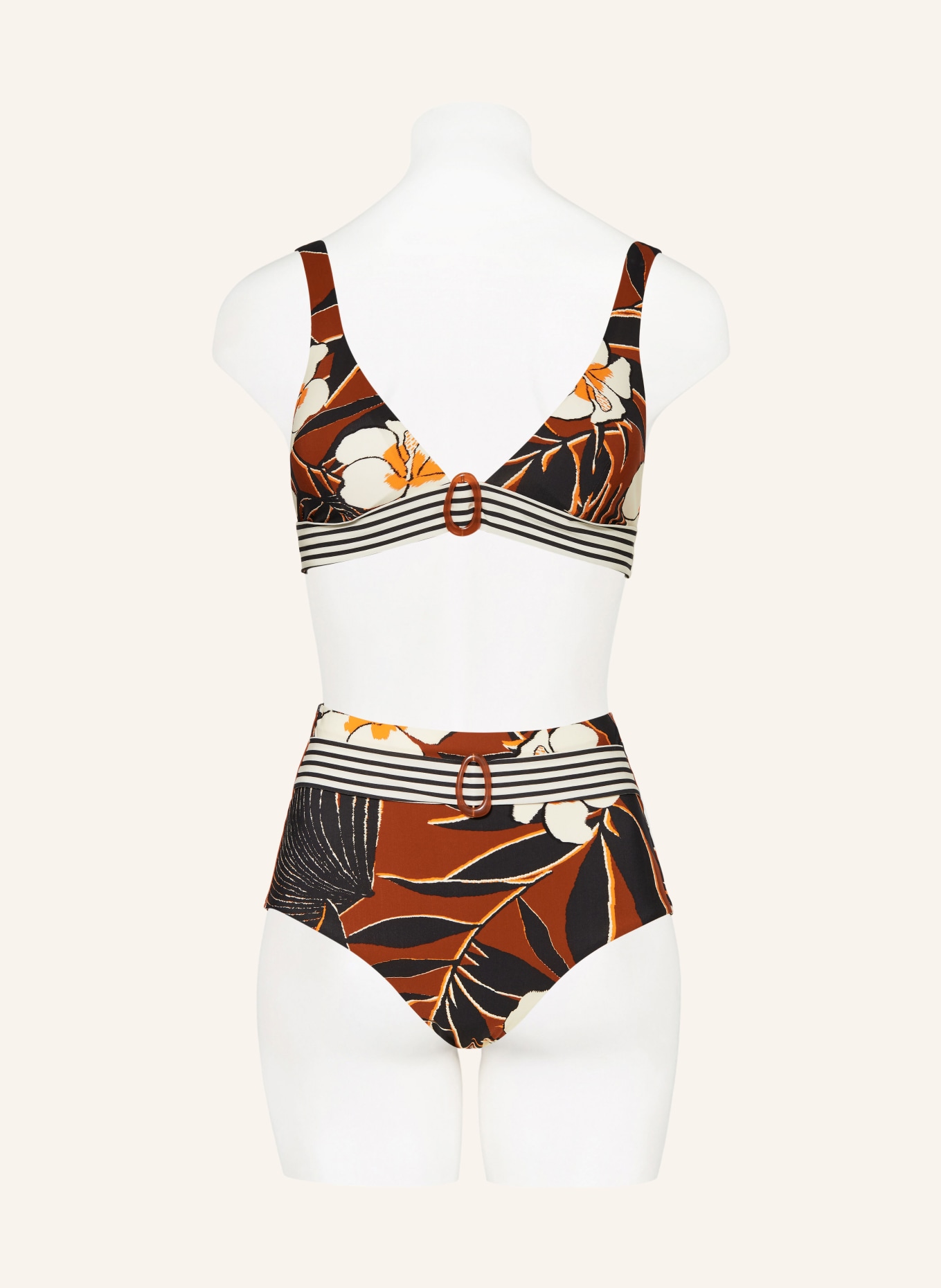 MARYAN MEHLHORN High-waist bikini bottoms ART NAUTIC, Color: DARK ORANGE/ BLACK/ CREAM (Image 2)