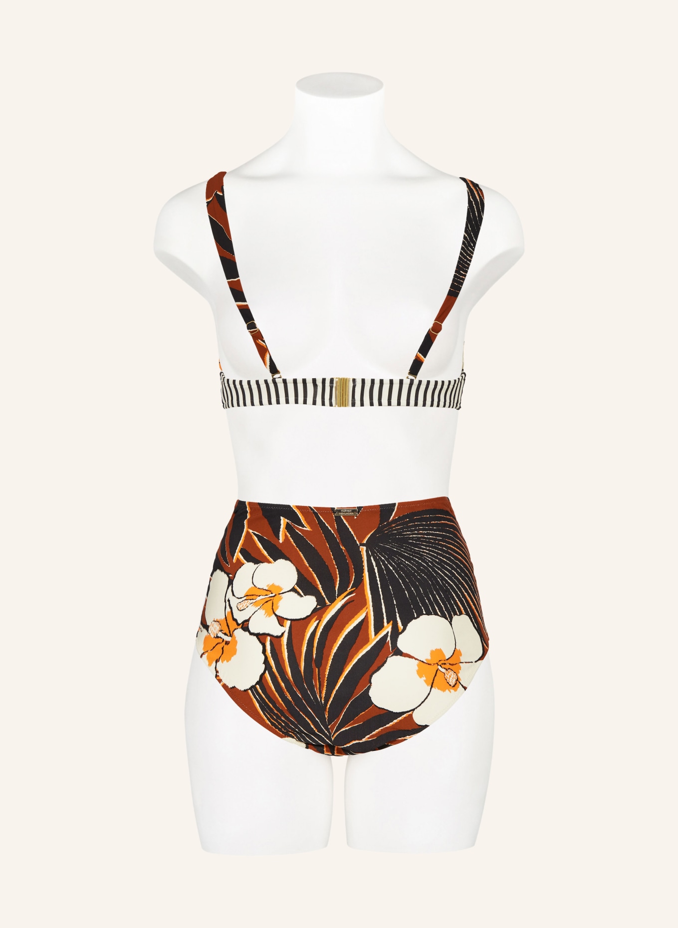 MARYAN MEHLHORN High-waist bikini bottoms ART NAUTIC, Color: DARK ORANGE/ BLACK/ CREAM (Image 3)