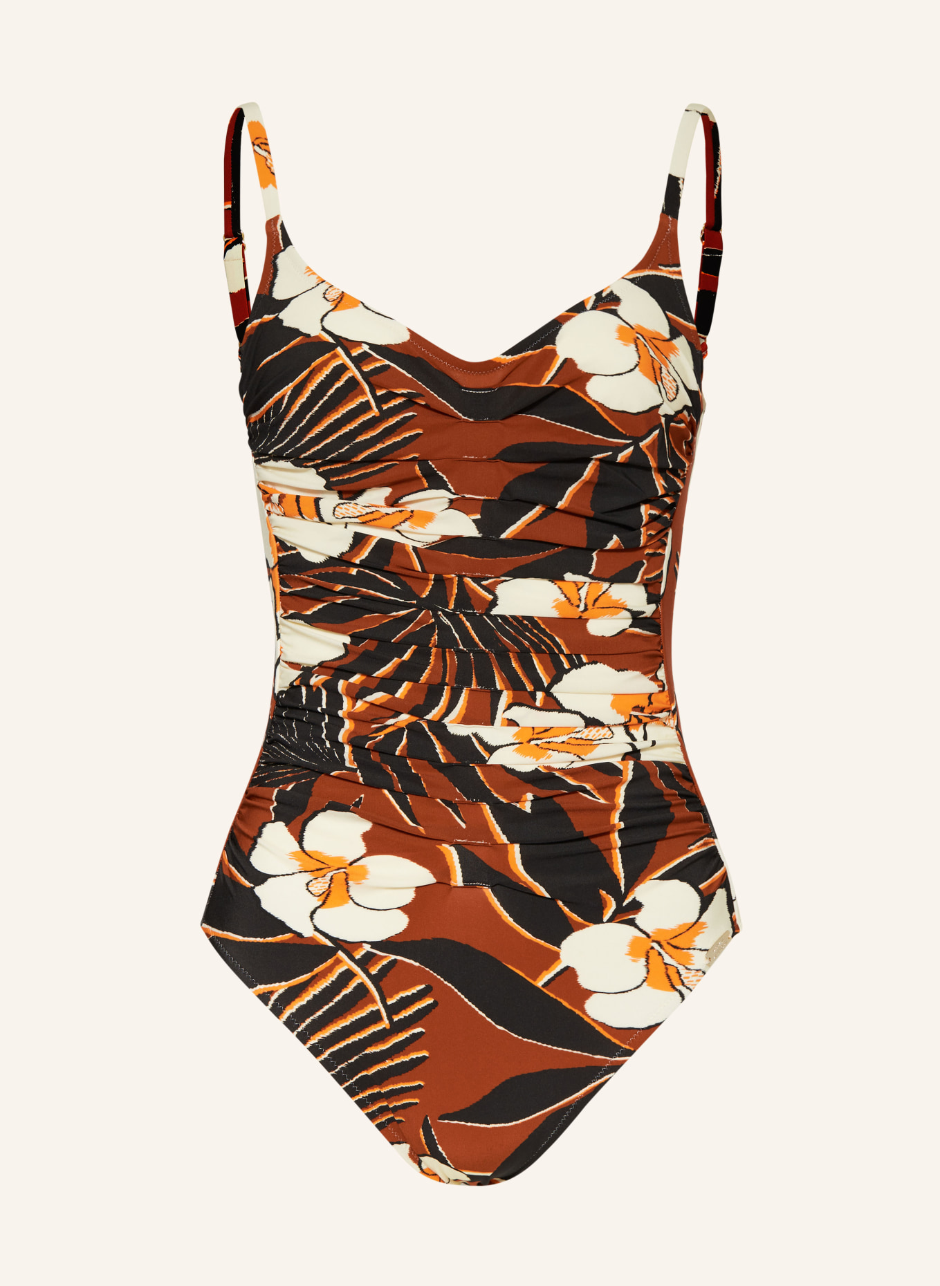 MARYAN MEHLHORN Halter neck swimsuit ART NAUTIC, Color: DARK ORANGE/ WHITE/ CREAM (Image 1)