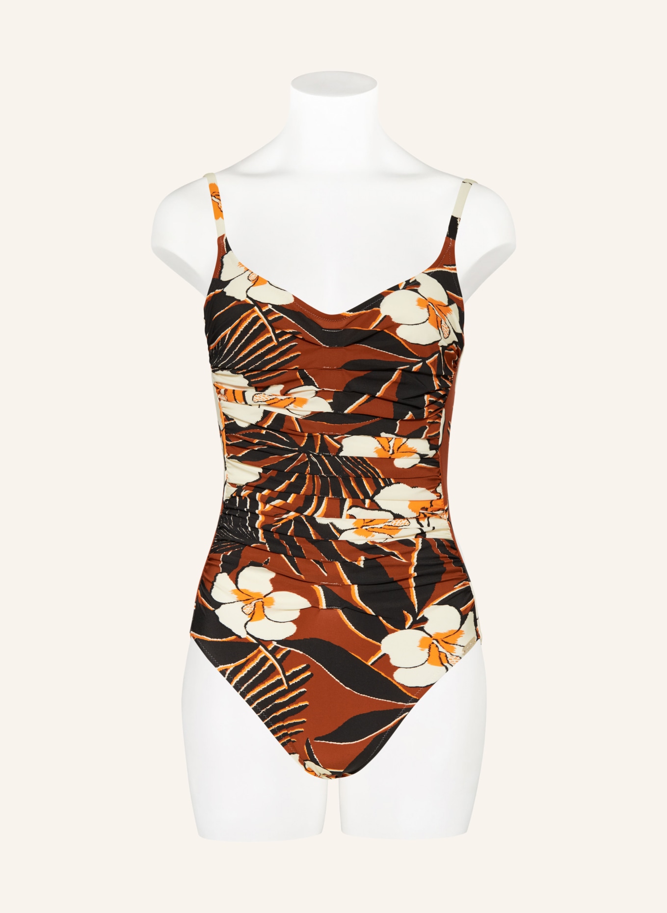 MARYAN MEHLHORN Halter neck swimsuit ART NAUTIC, Color: DARK ORANGE/ WHITE/ CREAM (Image 2)