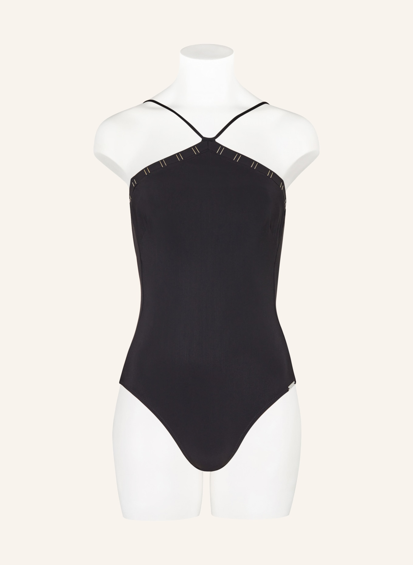 MARYAN MEHLHORN Halter neck swimsuit CODE, Color: BLACK (Image 2)