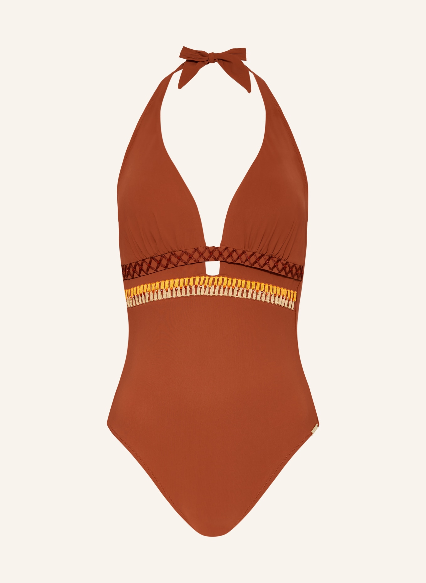MARYAN MEHLHORN Halter neck swimsuit CRAFT, Color: DARK ORANGE (Image 1)