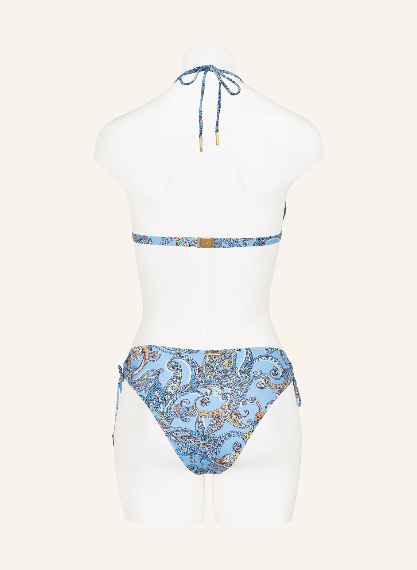 MARYAN MEHLHORN Triangle bikini top MAJORELLE, Color: LIGHT BLUE/ BROWN/ YELLOW (Image 3)