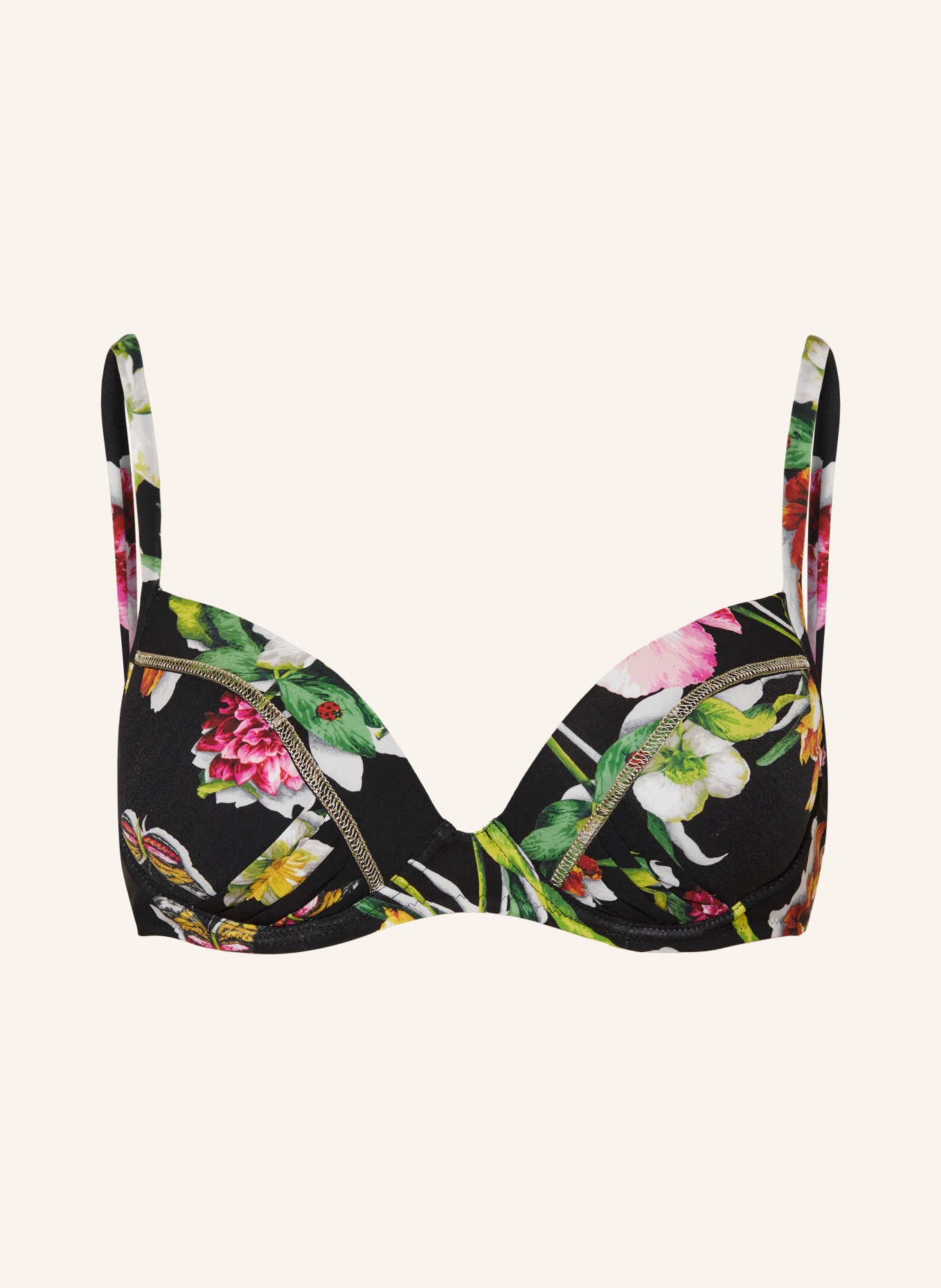 MARYAN MEHLHORN Underwired bikini top SICILIANA, Color: BLACK/ GREEN/ PINK (Image 1)