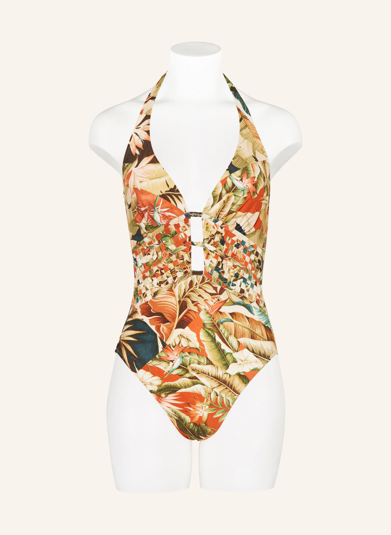 MARYAN MEHLHORN Halter neck swimsuit HYPNOTIC, Color: LIGHT BROWN/ ORANGE (Image 2)