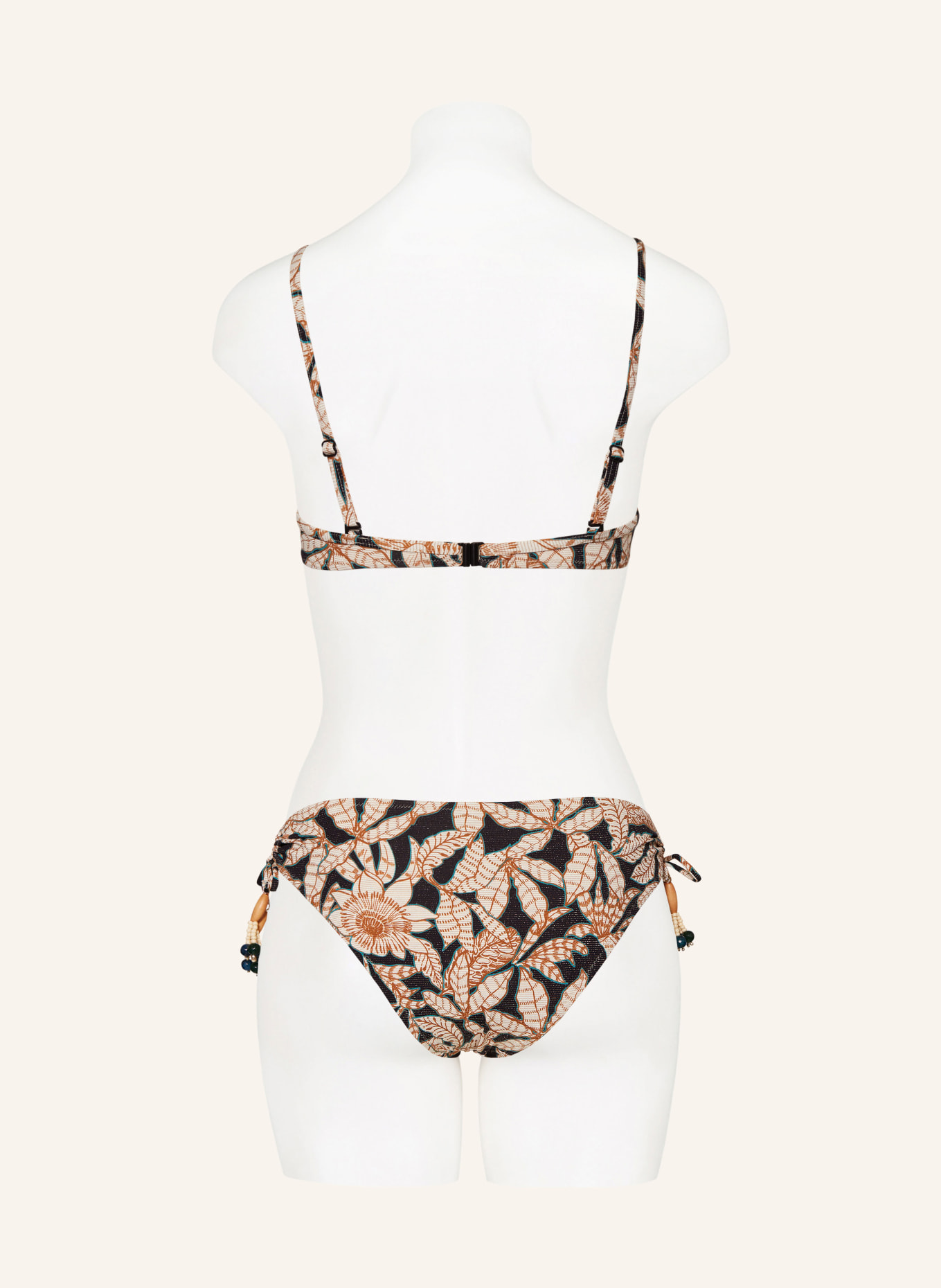 watercult Underwired bikini top LES CÔTES with glitter thread, Color: BLACK/ BEIGE/ COGNAC (Image 3)