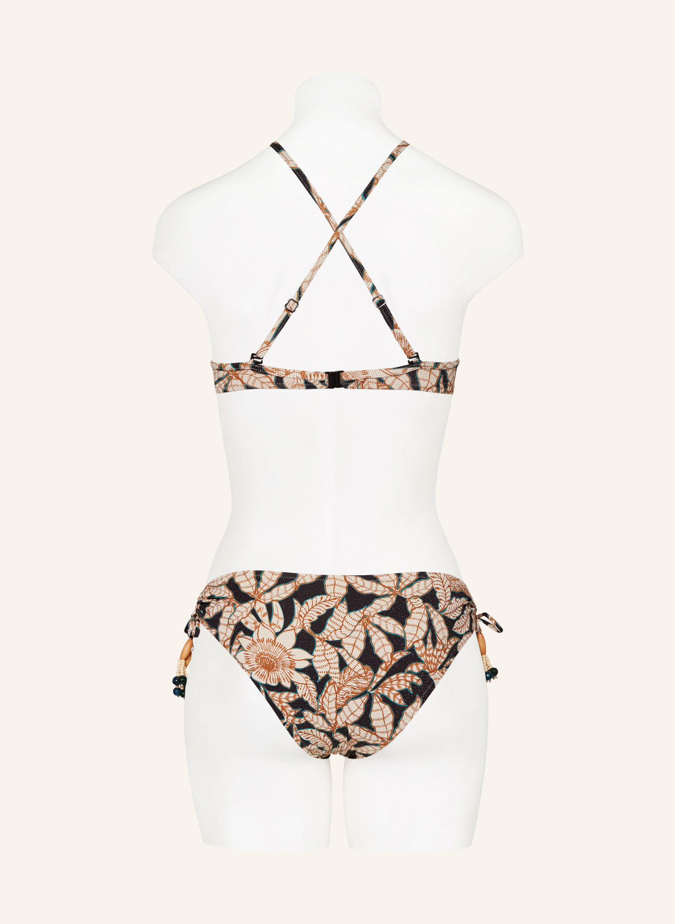 watercult Underwired bikini top LES CÔTES with glitter thread, Color: BLACK/ BEIGE/ COGNAC (Image 4)