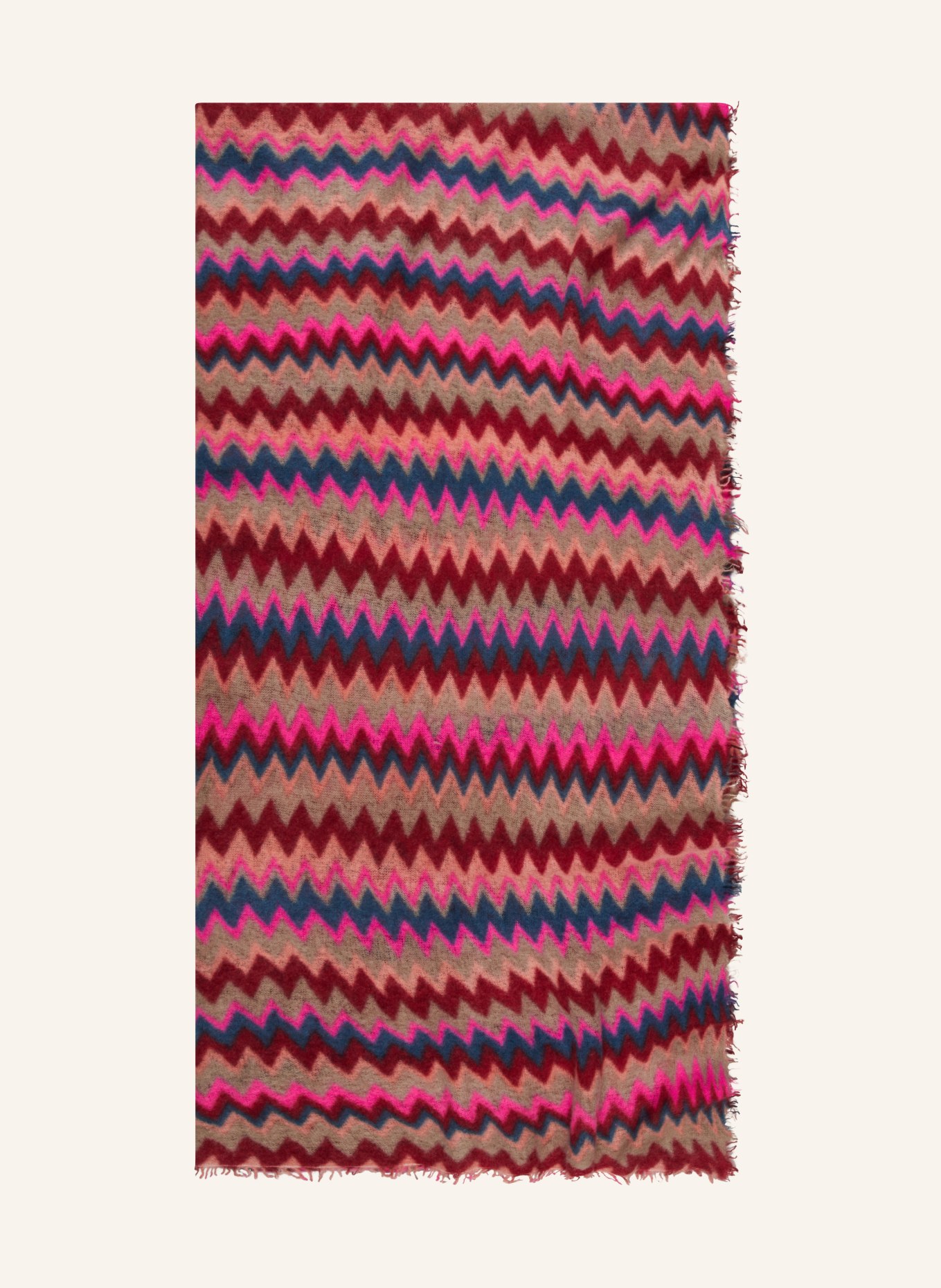 PURSCHOEN Cashmere-Schal CHEVRON, Farbe: NEONROT/ PINK/ BRAUN (Bild 1)