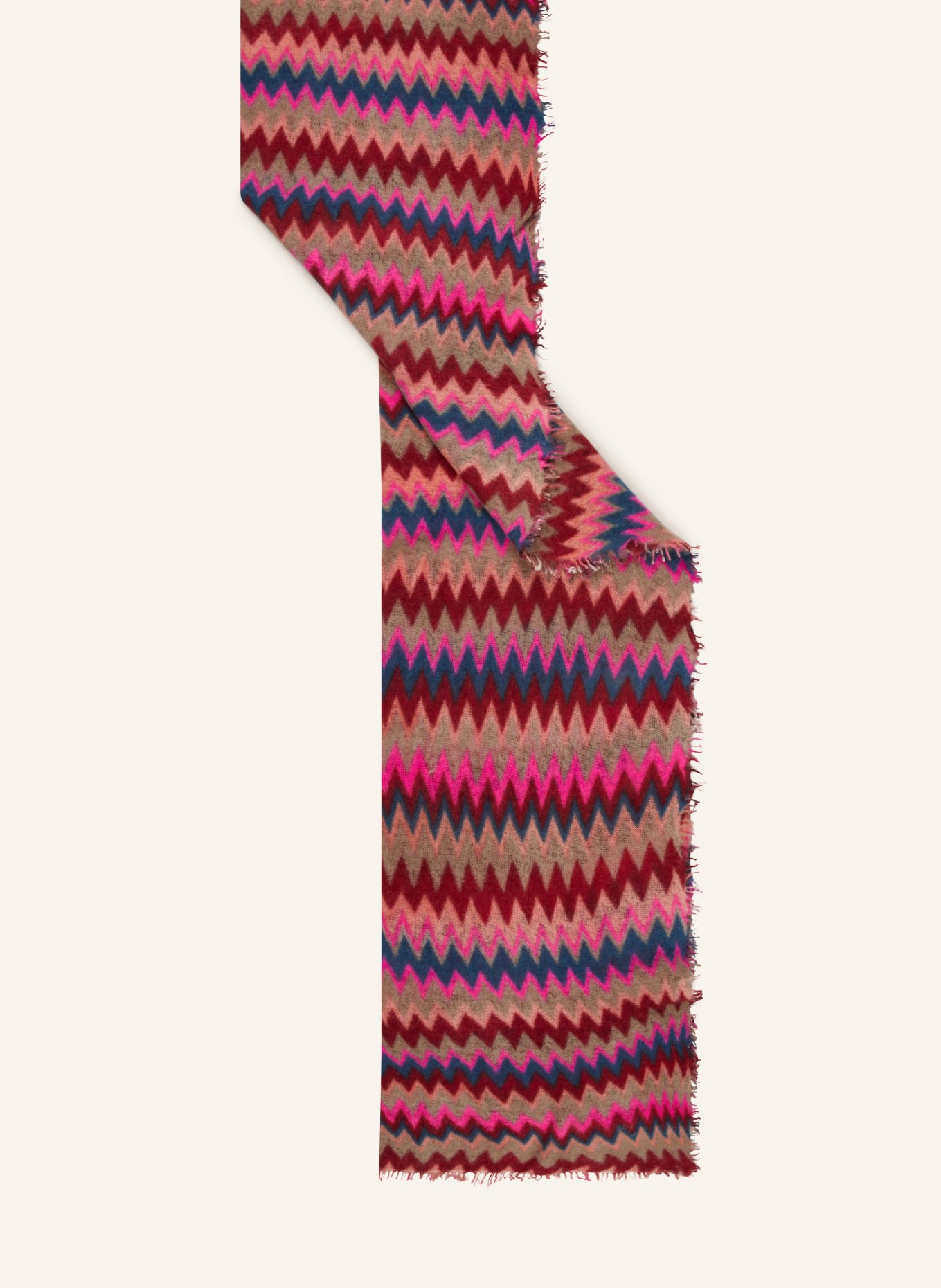 PURSCHOEN Cashmere scarf, Color: NEON RED/ PINK/ BROWN (Image 2)