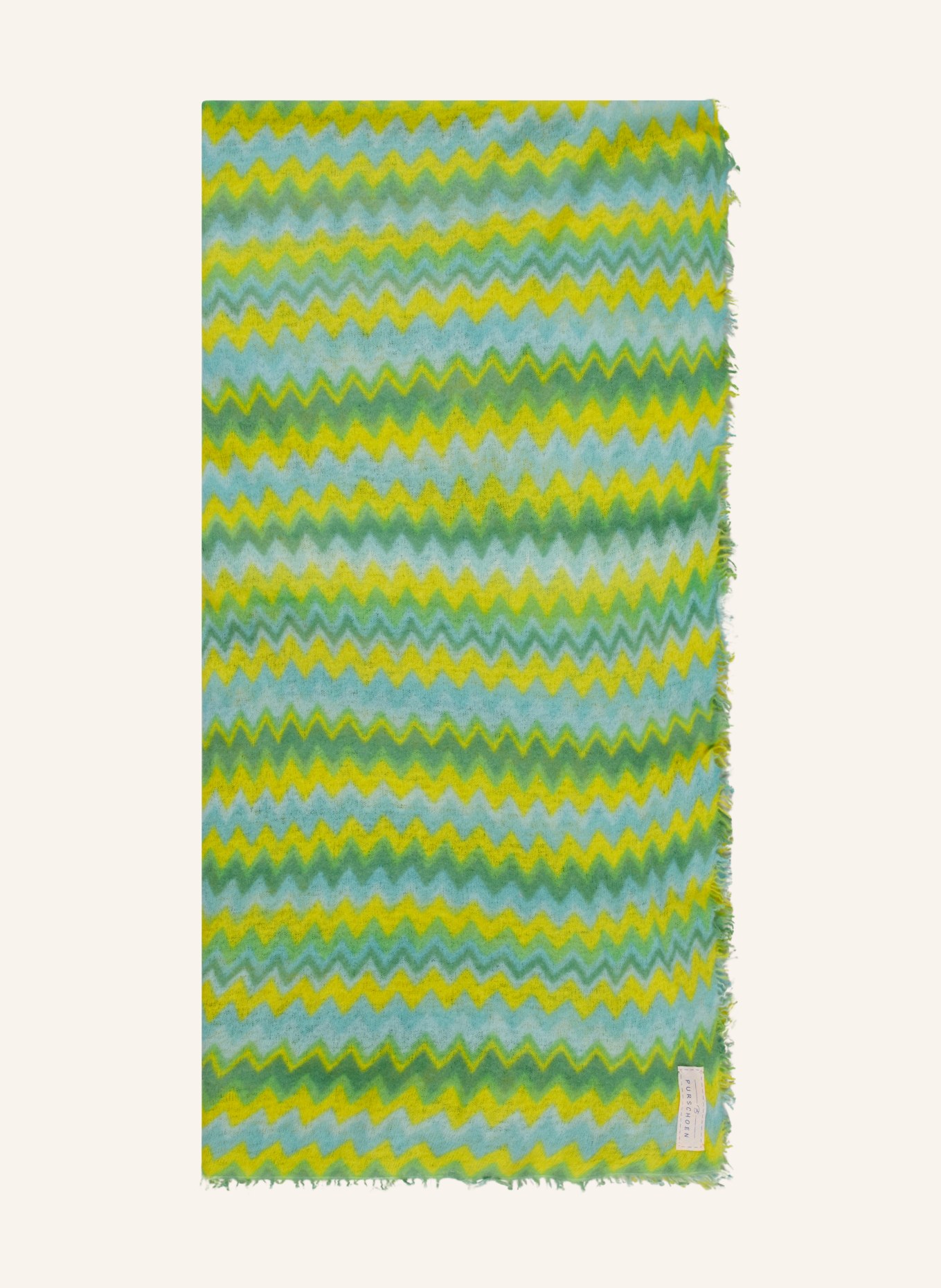 PURSCHOEN Cashmere scarf, Color: GREEN/ YELLOW/ LIGHT BLUE (Image 1)