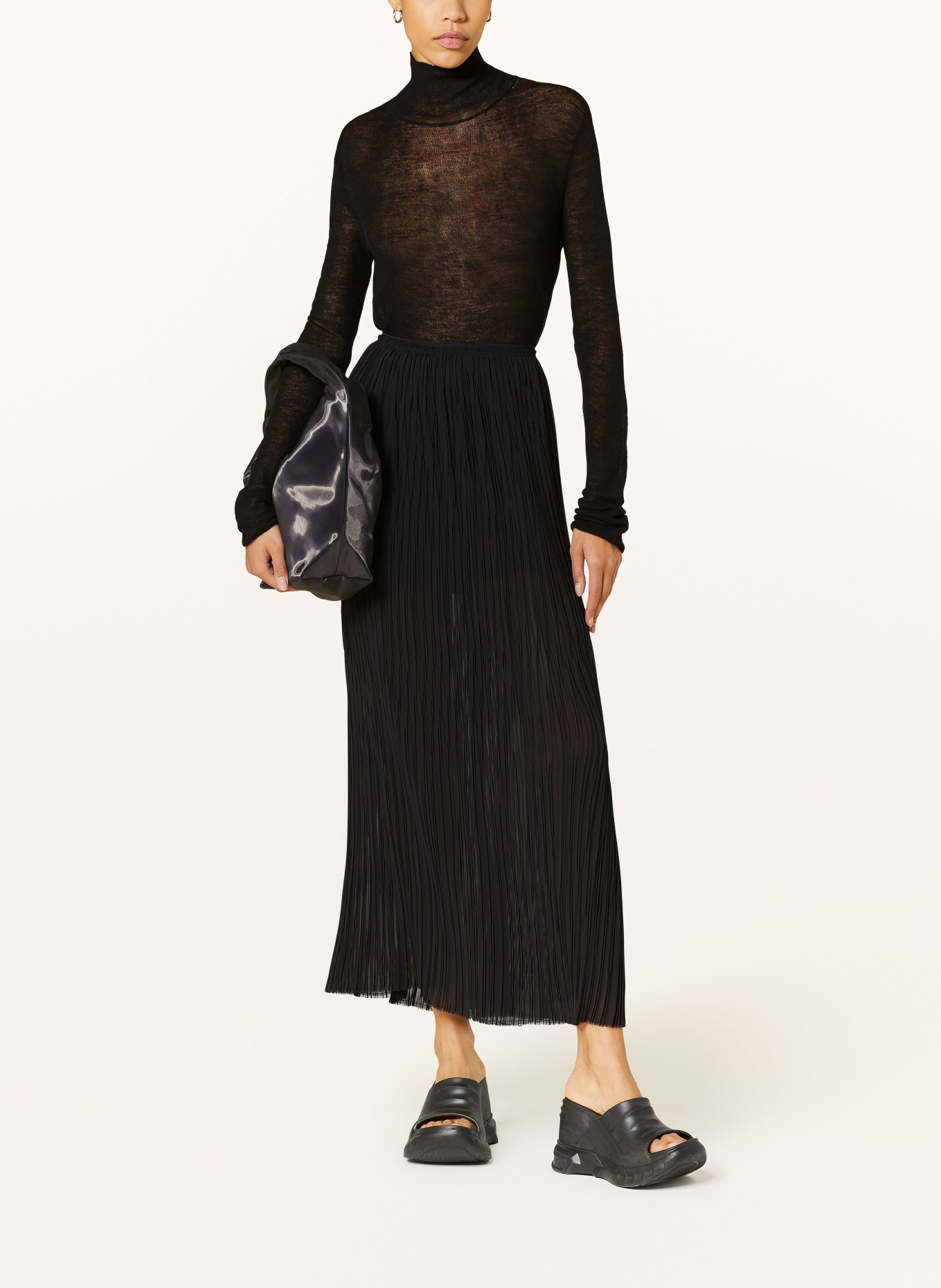 MM6 Maison Margiela Pleated skirt, Color: BLACK (Image 2)