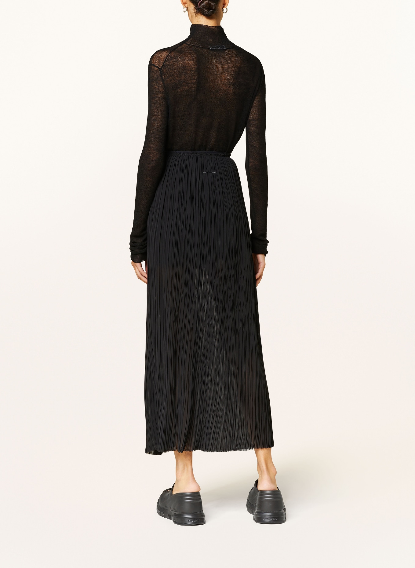 MM6 Maison Margiela Pleated skirt, Color: BLACK (Image 3)