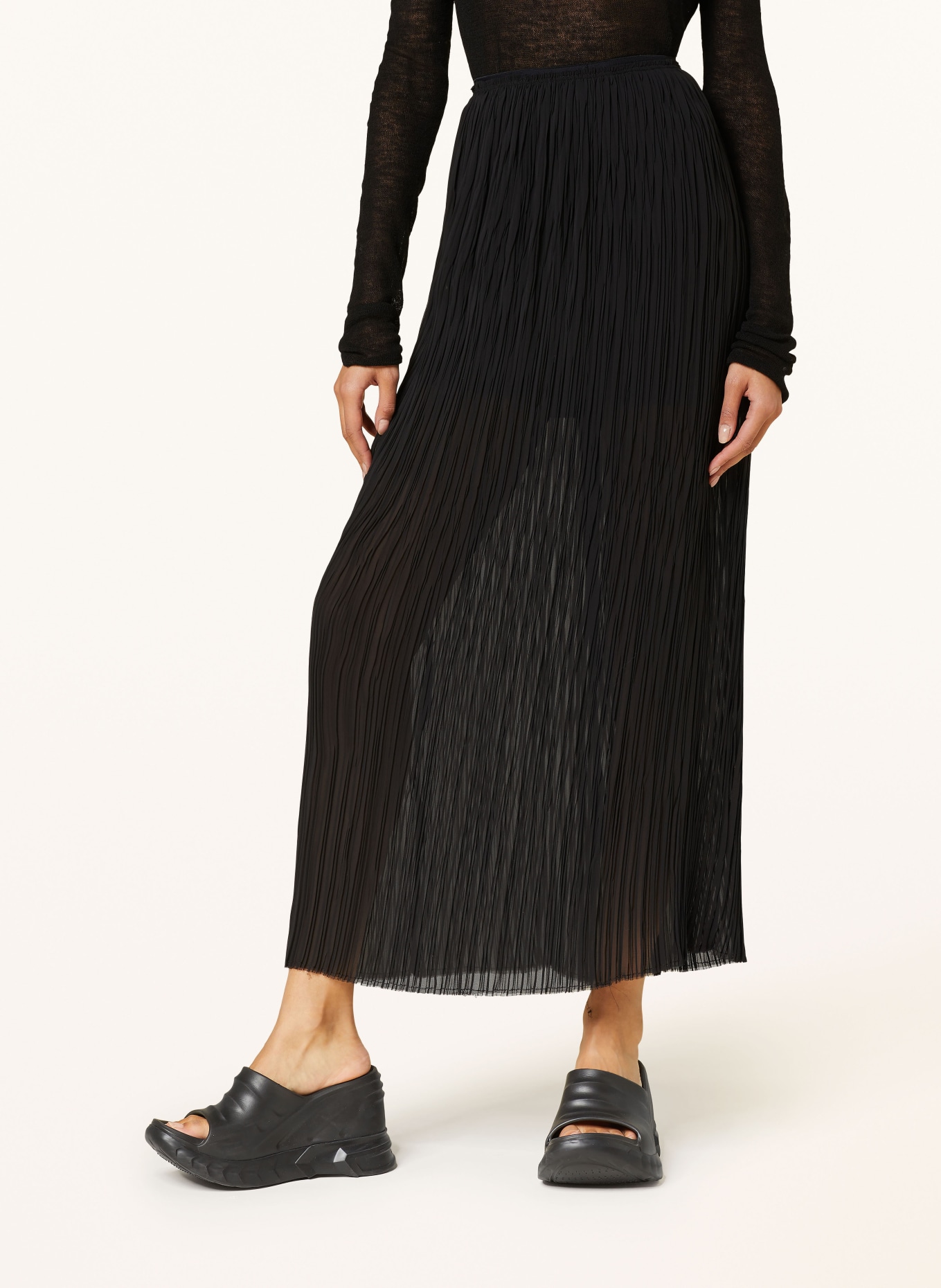 MM6 Maison Margiela Pleated skirt, Color: BLACK (Image 4)
