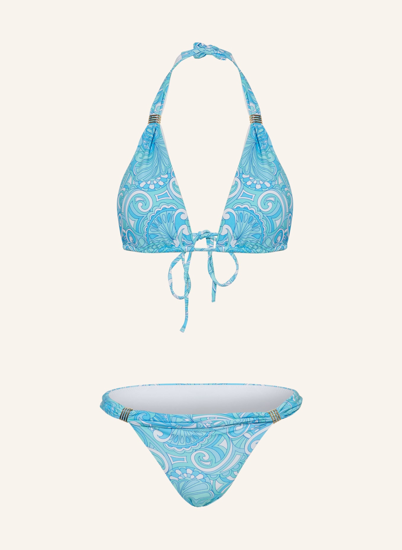 MELISSA ODABASH Triangle bikini GRENADA, Color: WHITE/ LIGHT BLUE/ MINT (Image 1)