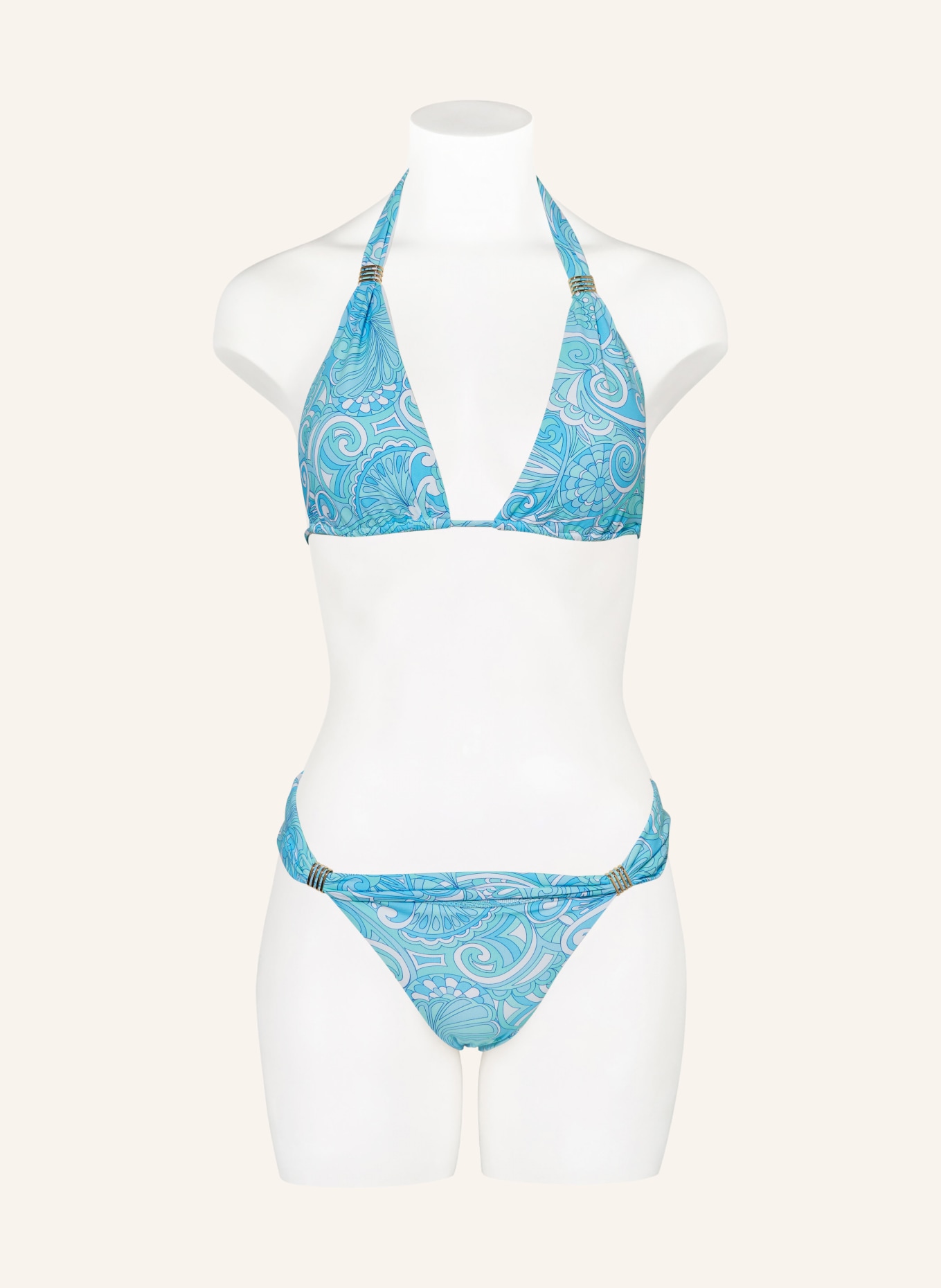 MELISSA ODABASH Triangle bikini GRENADA, Color: WHITE/ LIGHT BLUE/ MINT (Image 2)