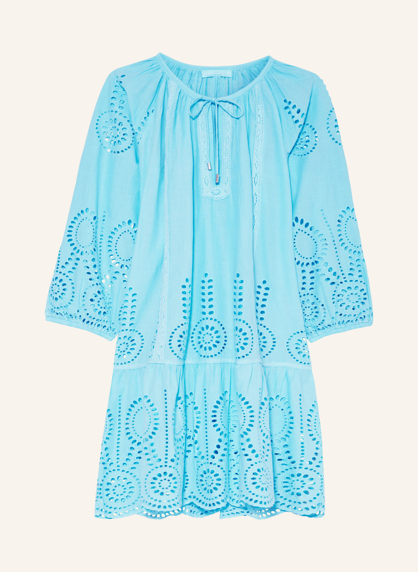 MELISSA ODABASH Plážové šaty ASHLEY s 3/4 rukávem, Barva: TYRKYSOVÁ (Obrázek 1)