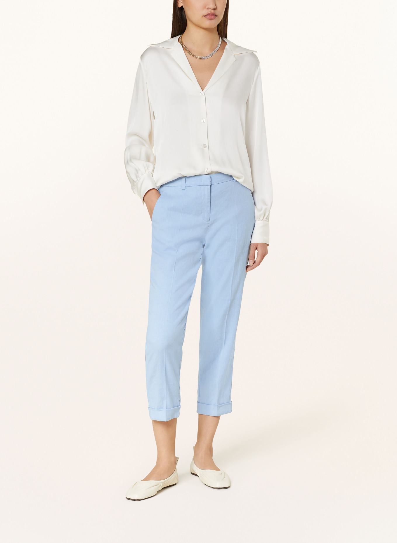 CAMBIO 7/8 pants KRYSTAL with linen , Color: LIGHT BLUE (Image 2)