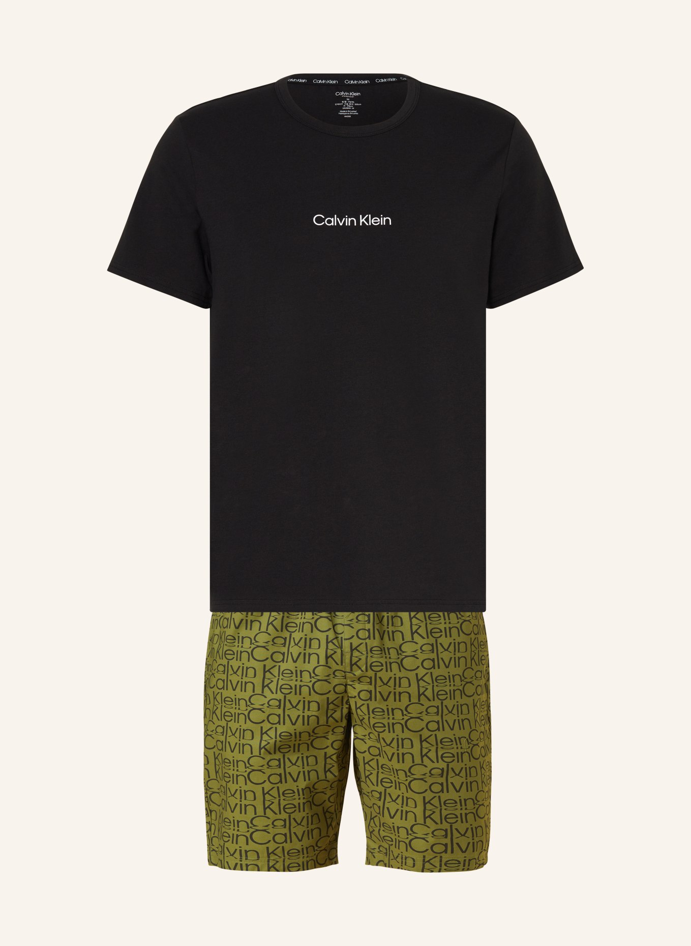 Calvin Klein Pyžamo se šortkami MODERN STRUCTURE, Barva: ČERNÁ/ OLIVOVÁ (Obrázek 1)