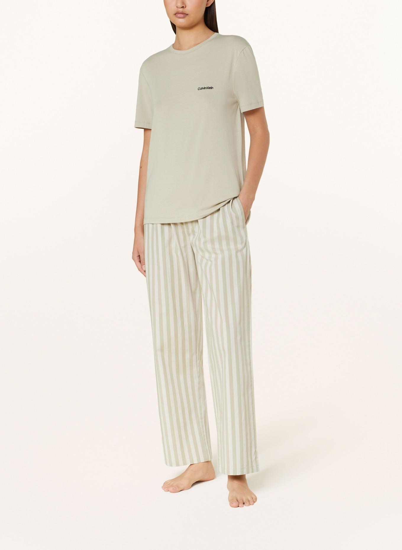 Calvin Klein Spodnie od piżamy PURE COTTON, Kolor: KHAKI/ KREMOWY (Obrazek 2)