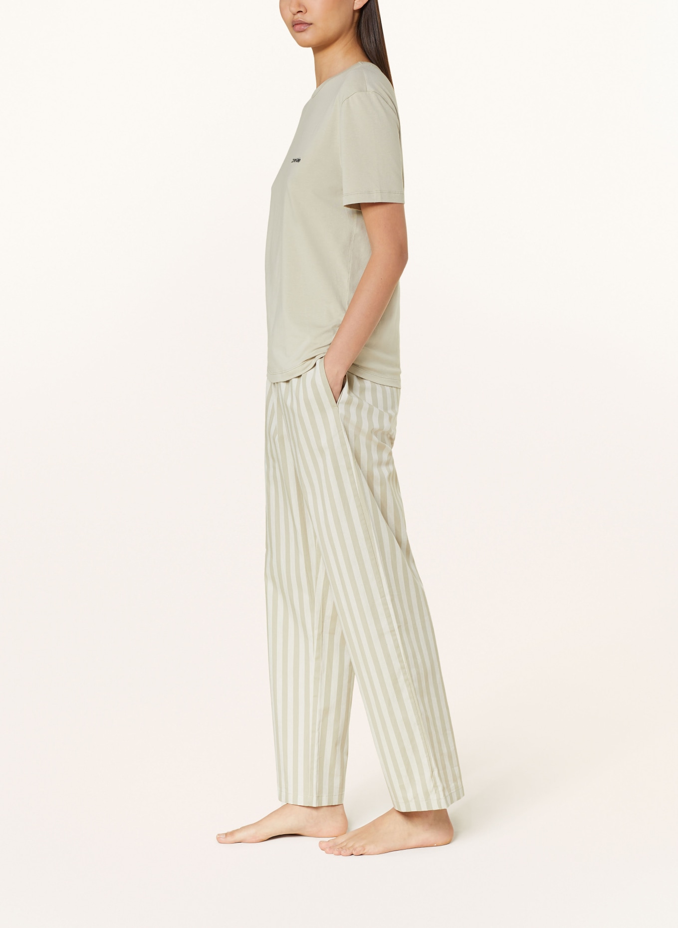 Calvin Klein Spodnie od piżamy PURE COTTON, Kolor: KHAKI/ KREMOWY (Obrazek 4)