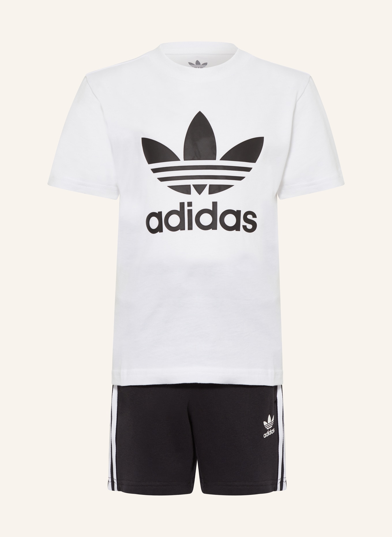 adidas Originals Zestaw ADICOLOR: T-shirt i szorty dresowe, Kolor: BIAŁY/ CZARNY (Obrazek 1)