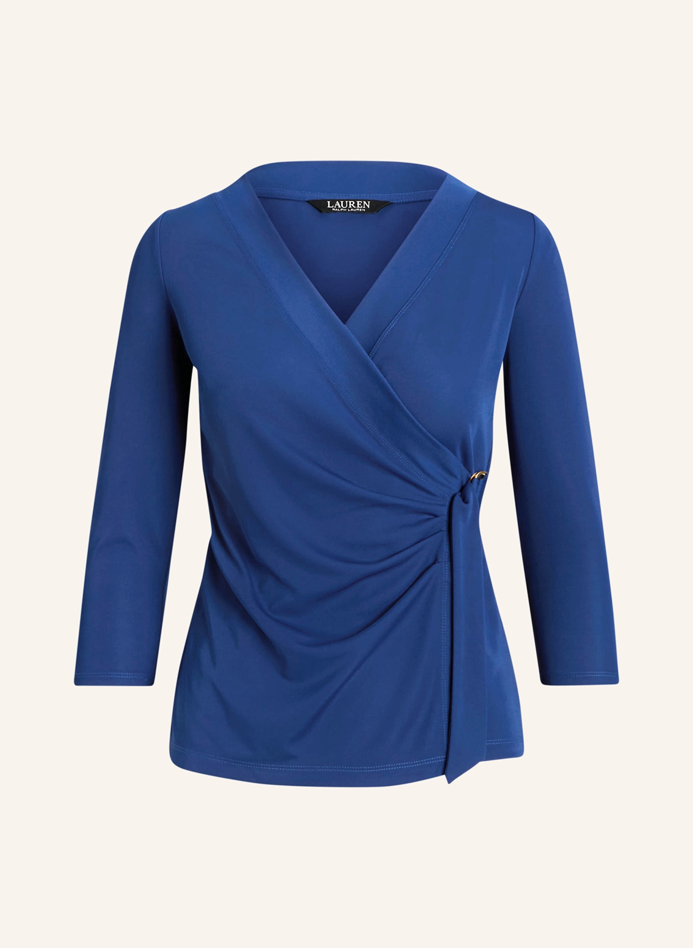 LAUREN RALPH LAUREN Shirt in wrap look with 3/4 sleeves, Color: BLUE (Image 1)