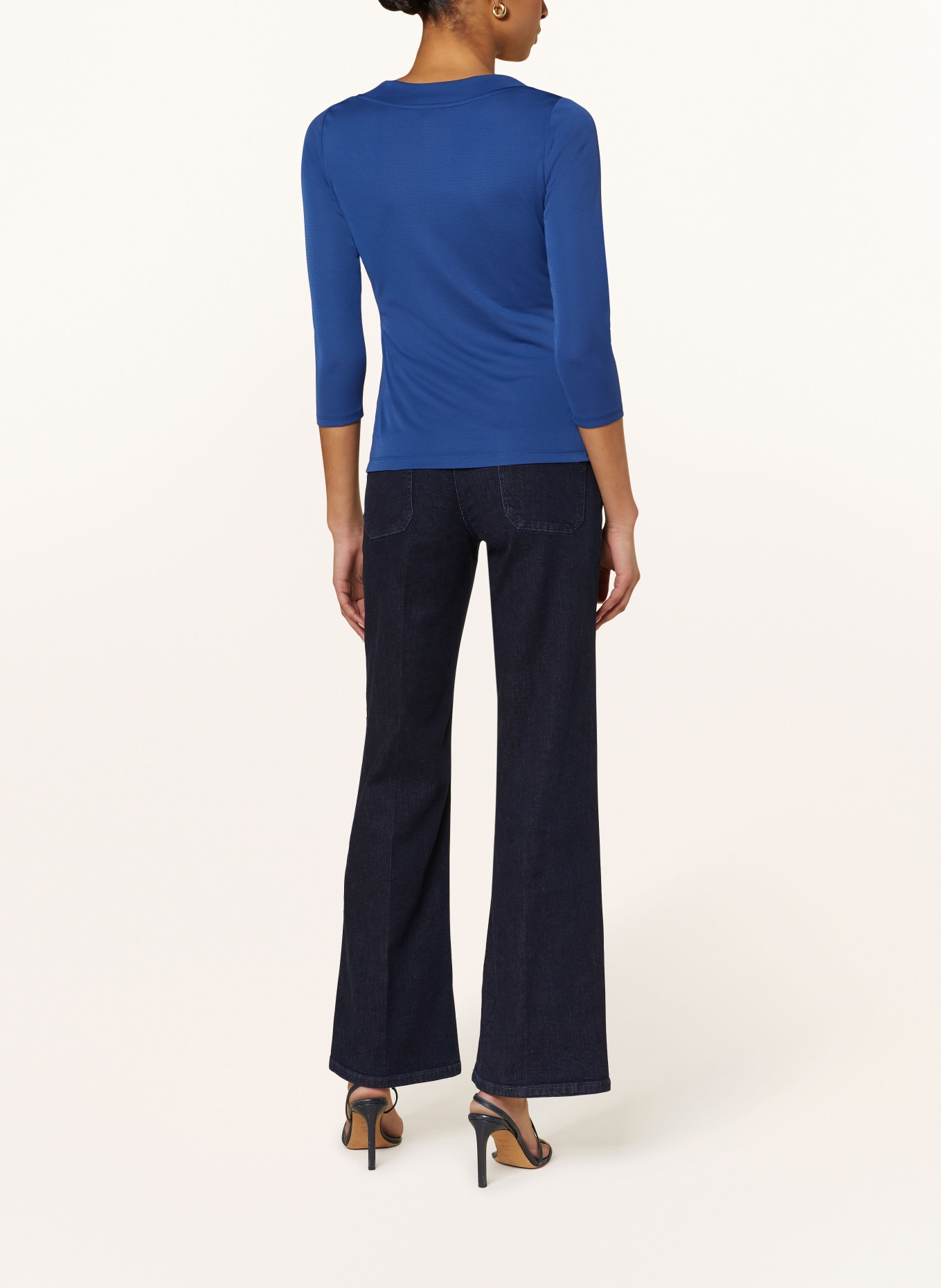 LAUREN RALPH LAUREN Shirt in wrap look with 3/4 sleeves, Color: BLUE (Image 3)