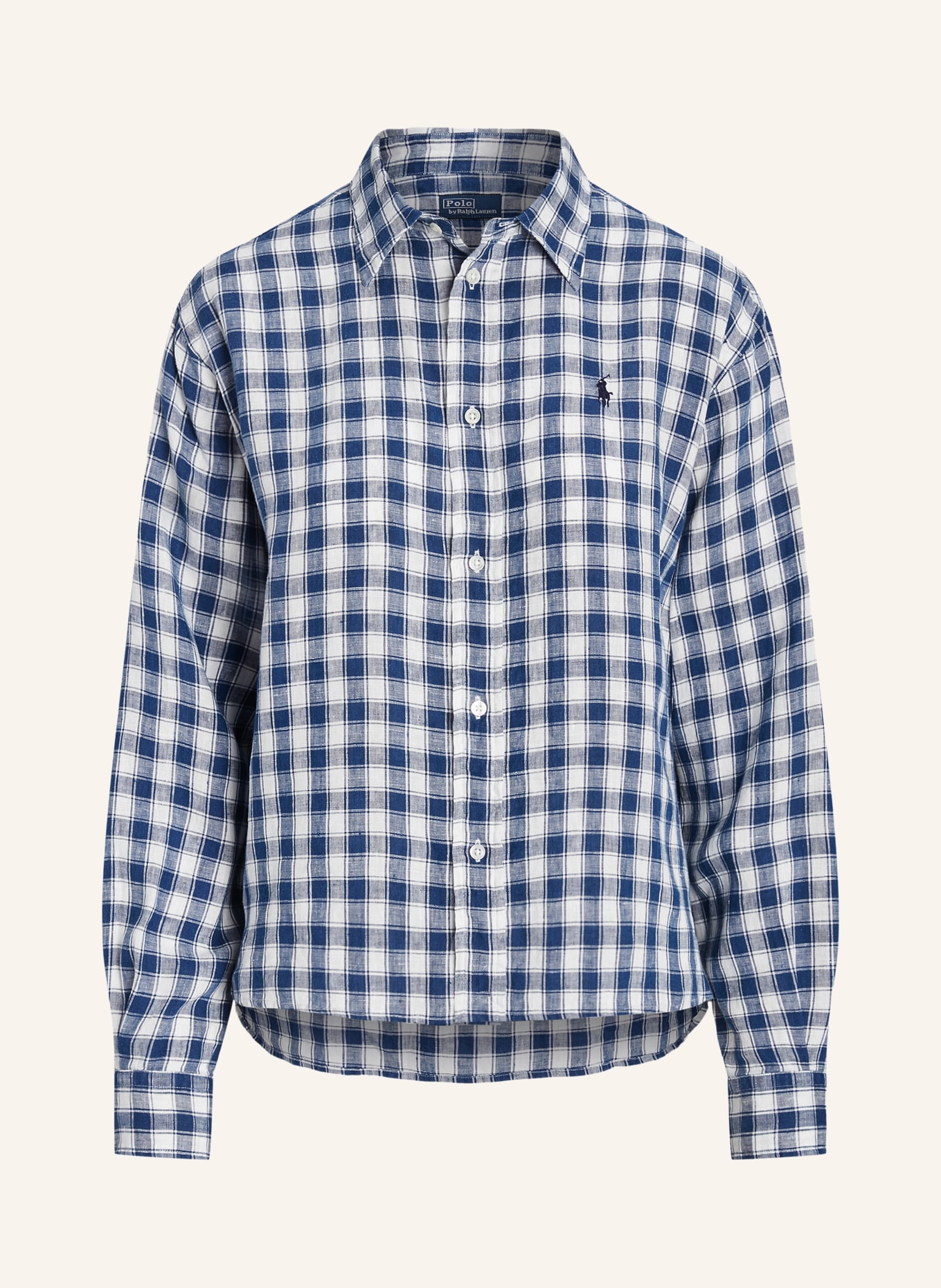 POLO RALPH LAUREN Shirt blouse made of linen, Color: DARK BLUE/ WHITE (Image 1)