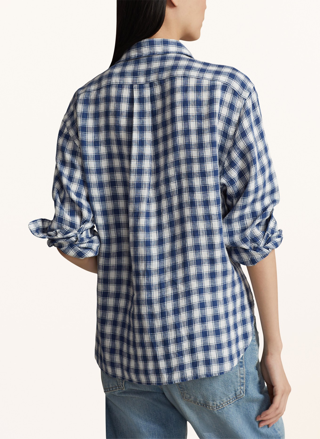 POLO RALPH LAUREN Shirt blouse made of linen, Color: DARK BLUE/ WHITE (Image 3)