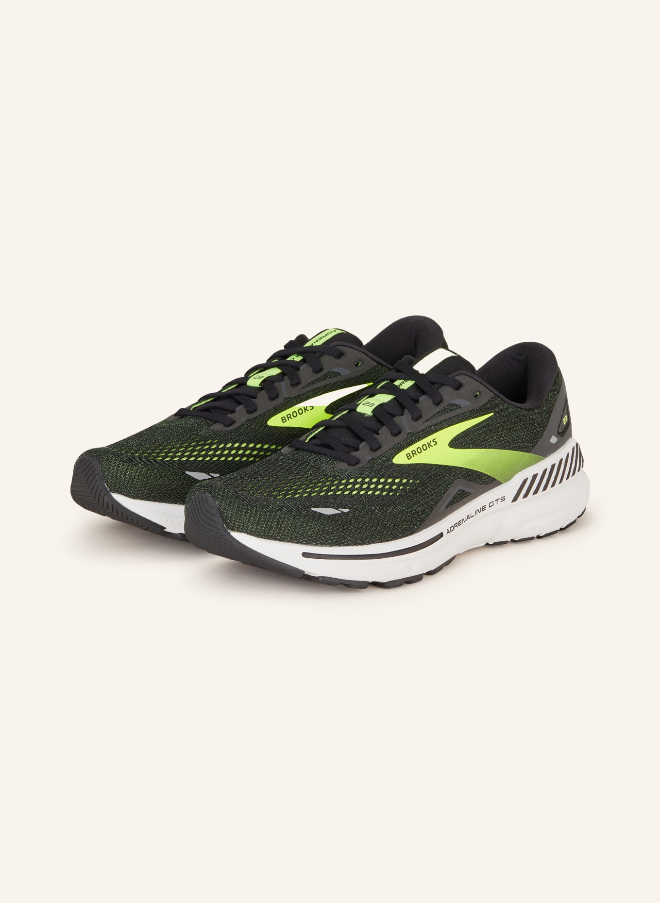 BROOKS Running shoes ADRENALINE GTS 23, Color: BLACK/ NEON YELLOW (Image 1)