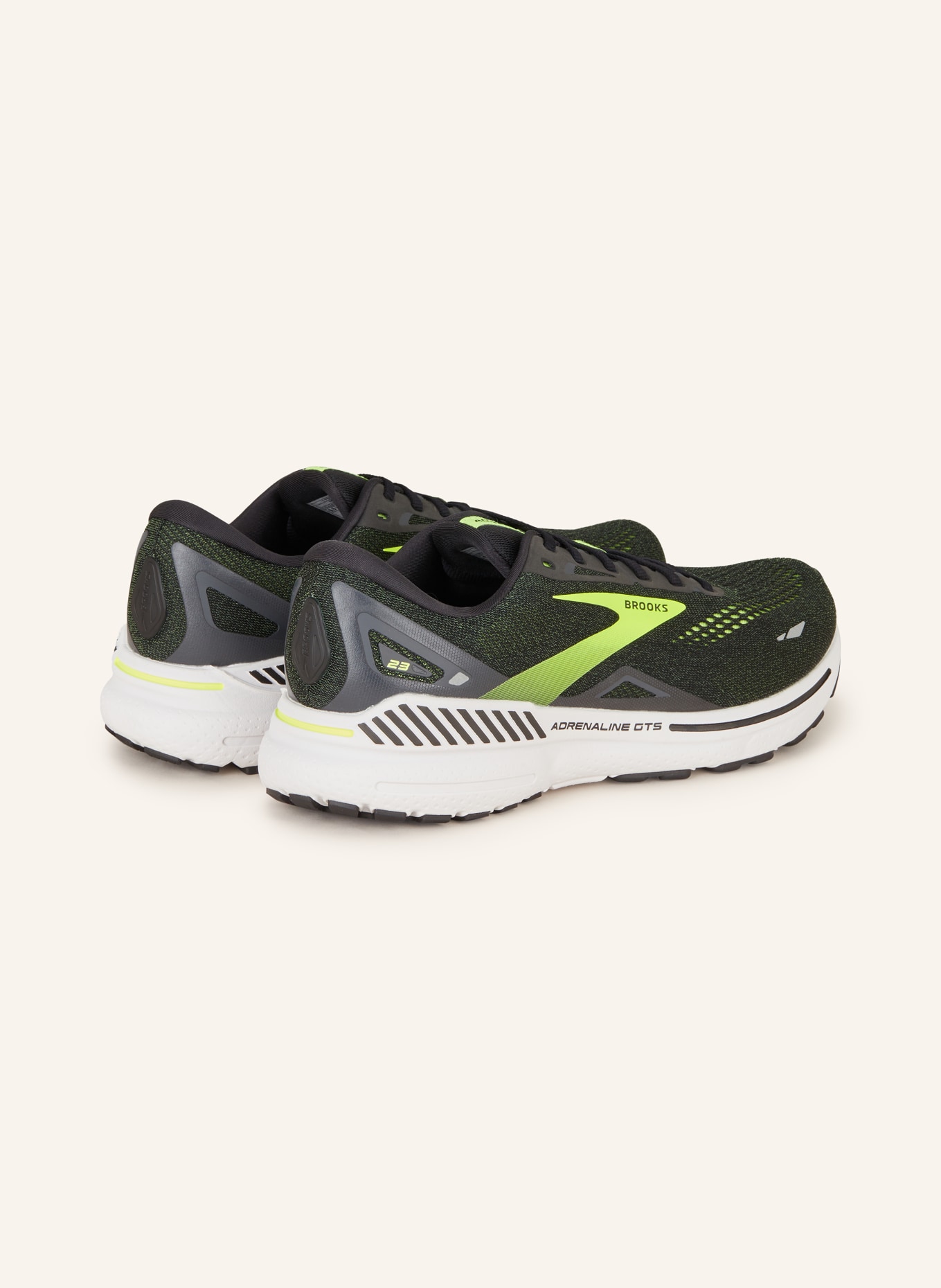 BROOKS Running shoes ADRENALINE GTS 23, Color: BLACK/ NEON YELLOW (Image 2)