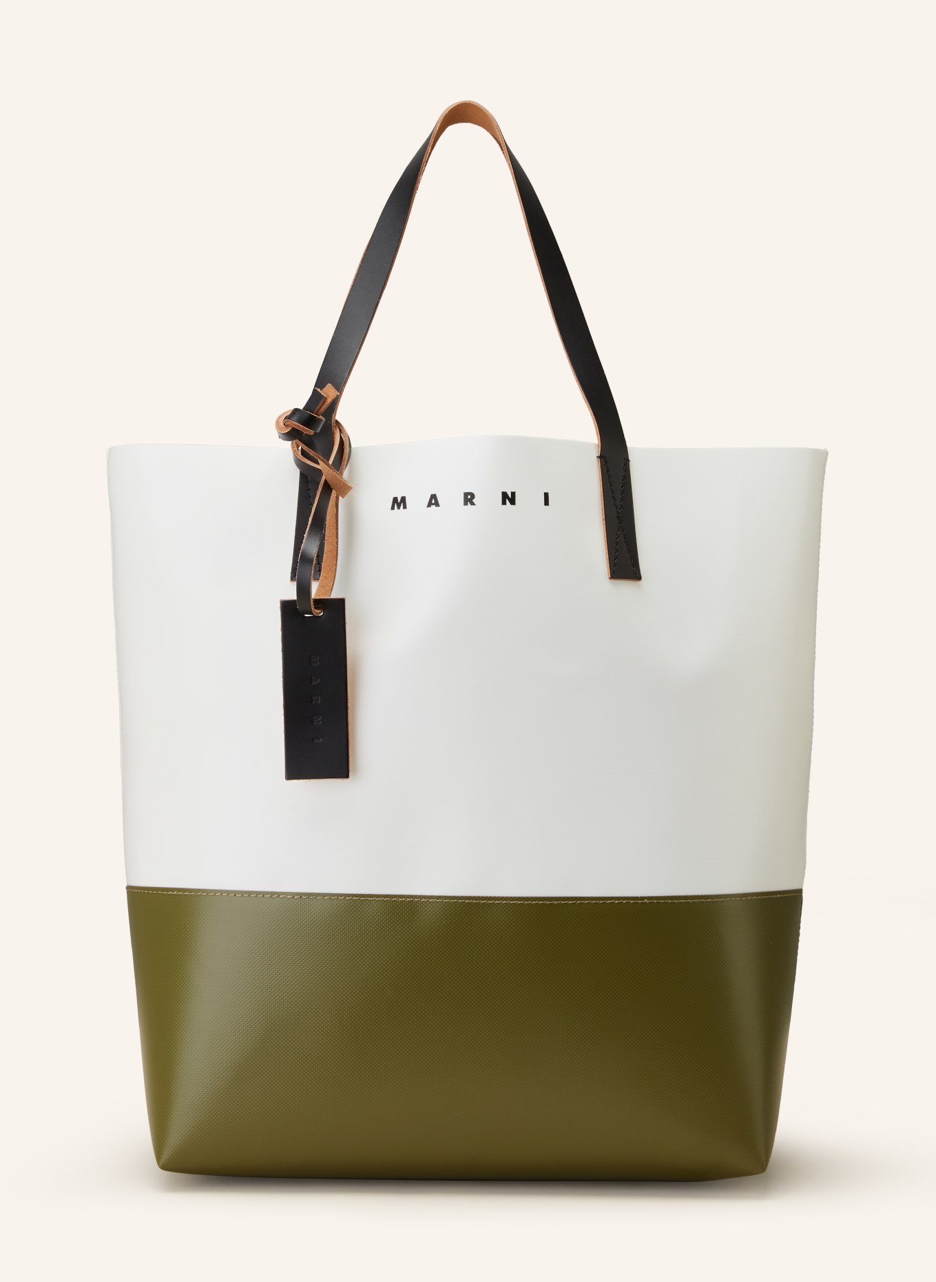 MARNI Shopper TRIBECA, Color: WHITE/ DARK GREEN (Image 1)