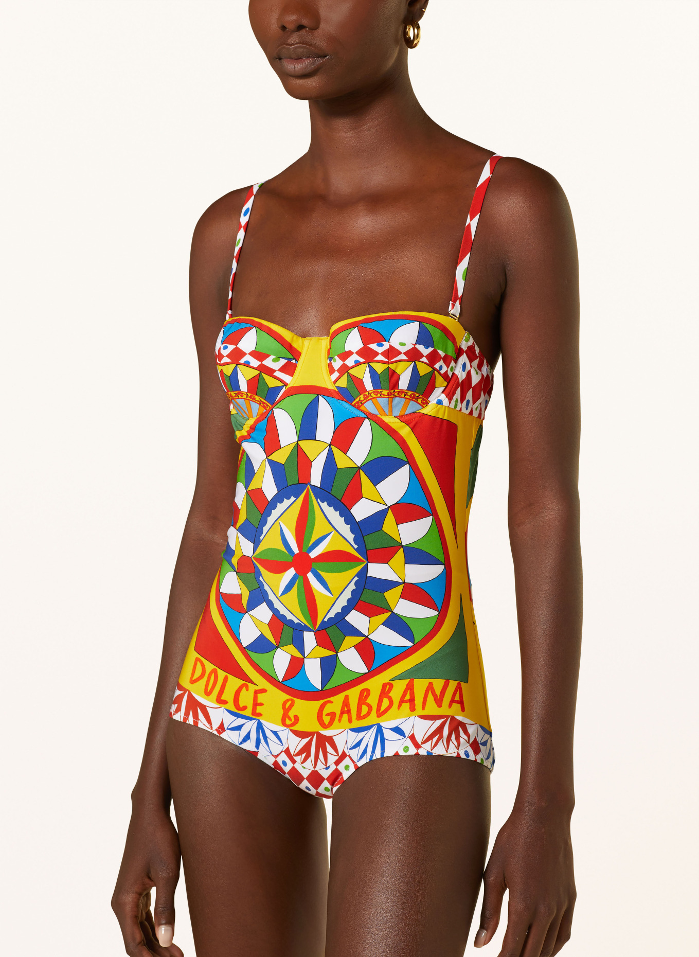 DOLCE & GABBANA Underwire swimsuit, Color: DARK YELLOW/ RED/ BLUE (Image 4)