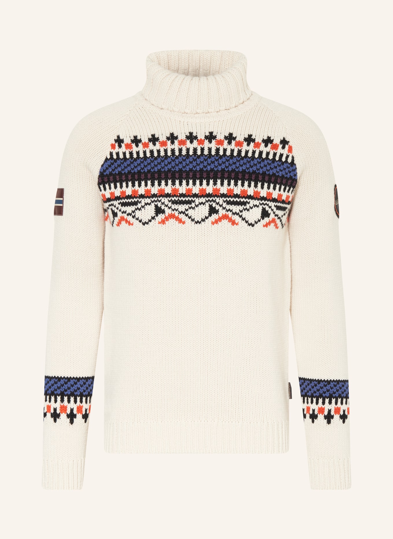 NAPAPIJRI Turtleneck sweater NATHANIEL, Color: CREAM/ BLACK/ ORANGE (Image 1)