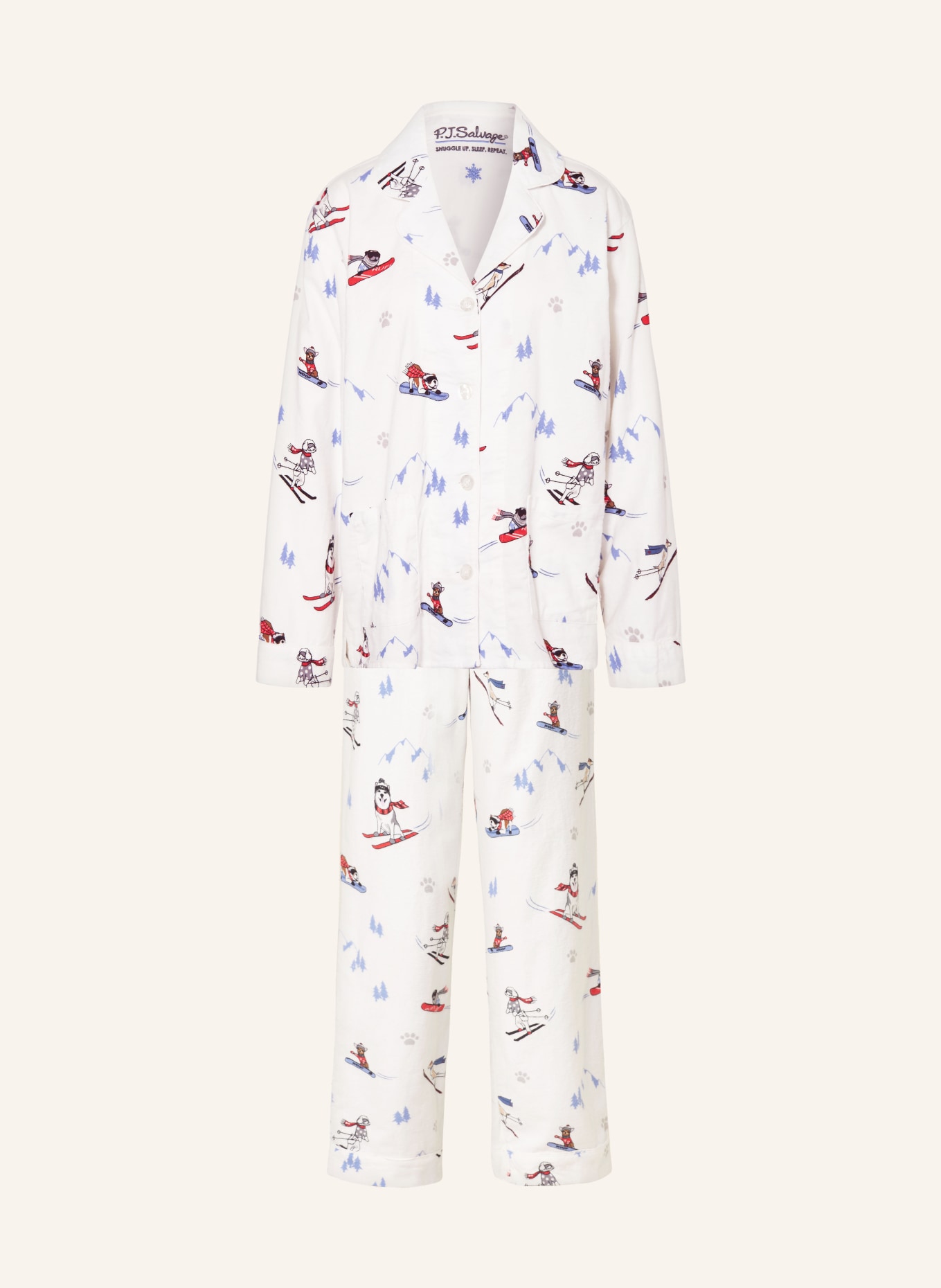 P.J.Salvage Flannel pajamas, Color: WHITE/ BLUE/ RED (Image 1)