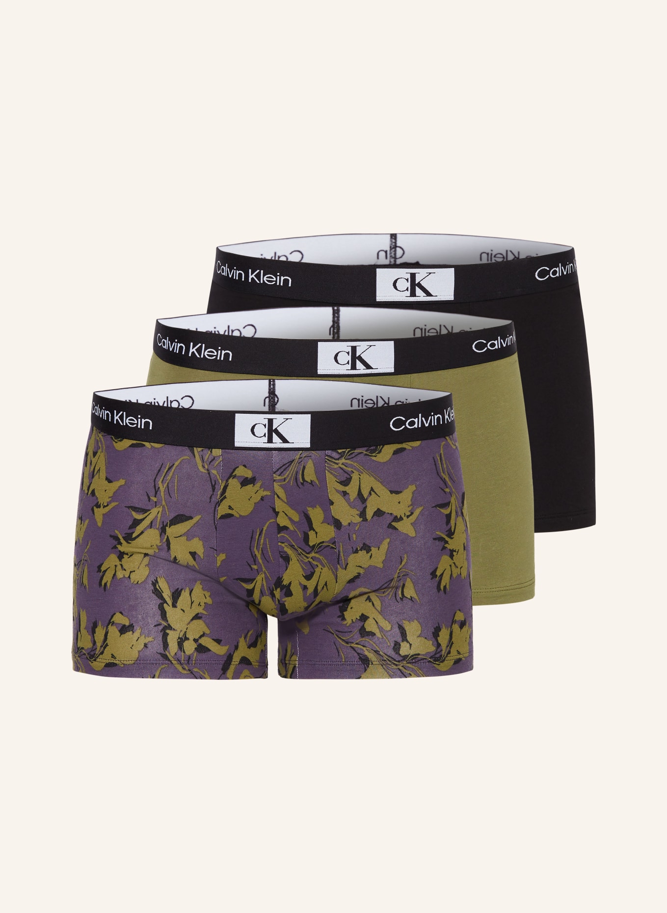 Calvin Klein 3-pack boxer shorts CK96, Color: BLACK/ OLIVE (Image 1)
