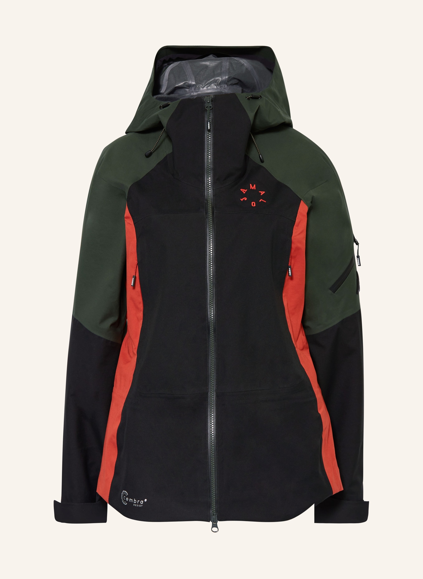 maloja Hardshell ski jacket EISKOGELM., Color: BLACK/ DARK GREEN/ DARK ORANGE (Image 1)