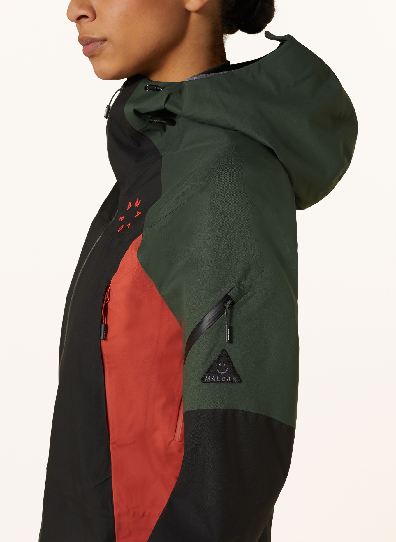 maloja Hardshell ski jacket EISKOGELM., Color: BLACK/ DARK GREEN/ DARK ORANGE (Image 5)