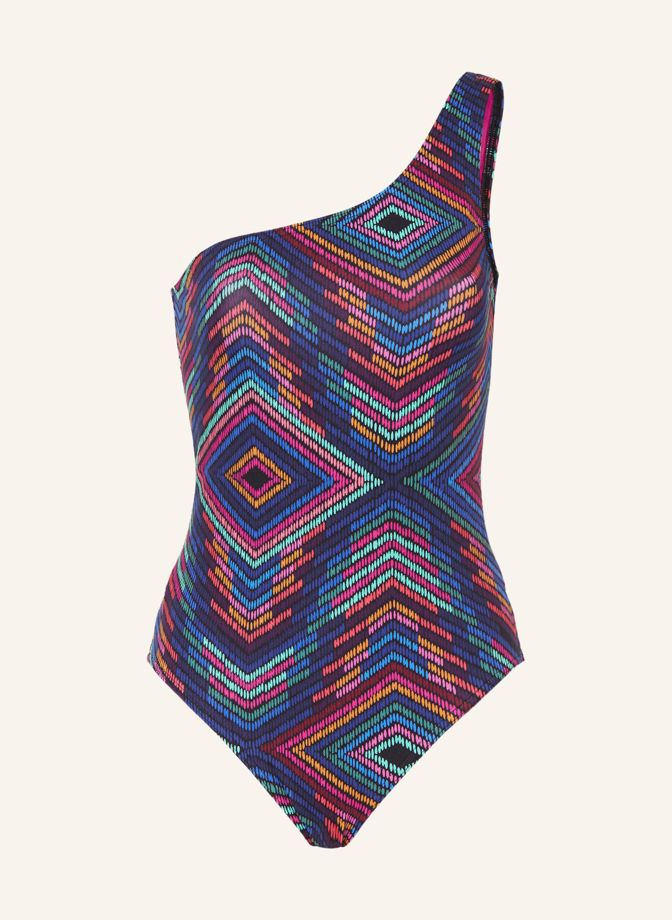 ERES One-shoulder swimsuit MULTICOLORE, Color: DARK BLUE/ PINK/ MINT (Image 1)